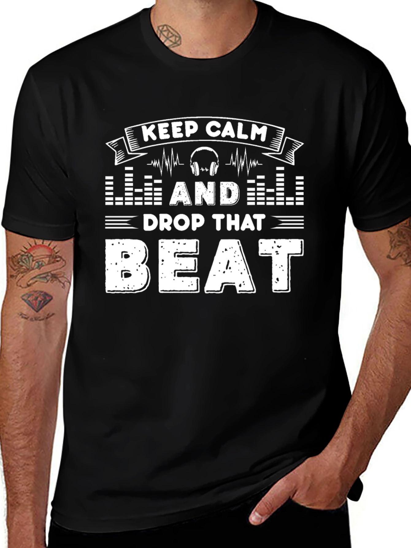 Variant 16 of Keep Calm and Drop That Beat Black T-Shirt DJ EDM Music