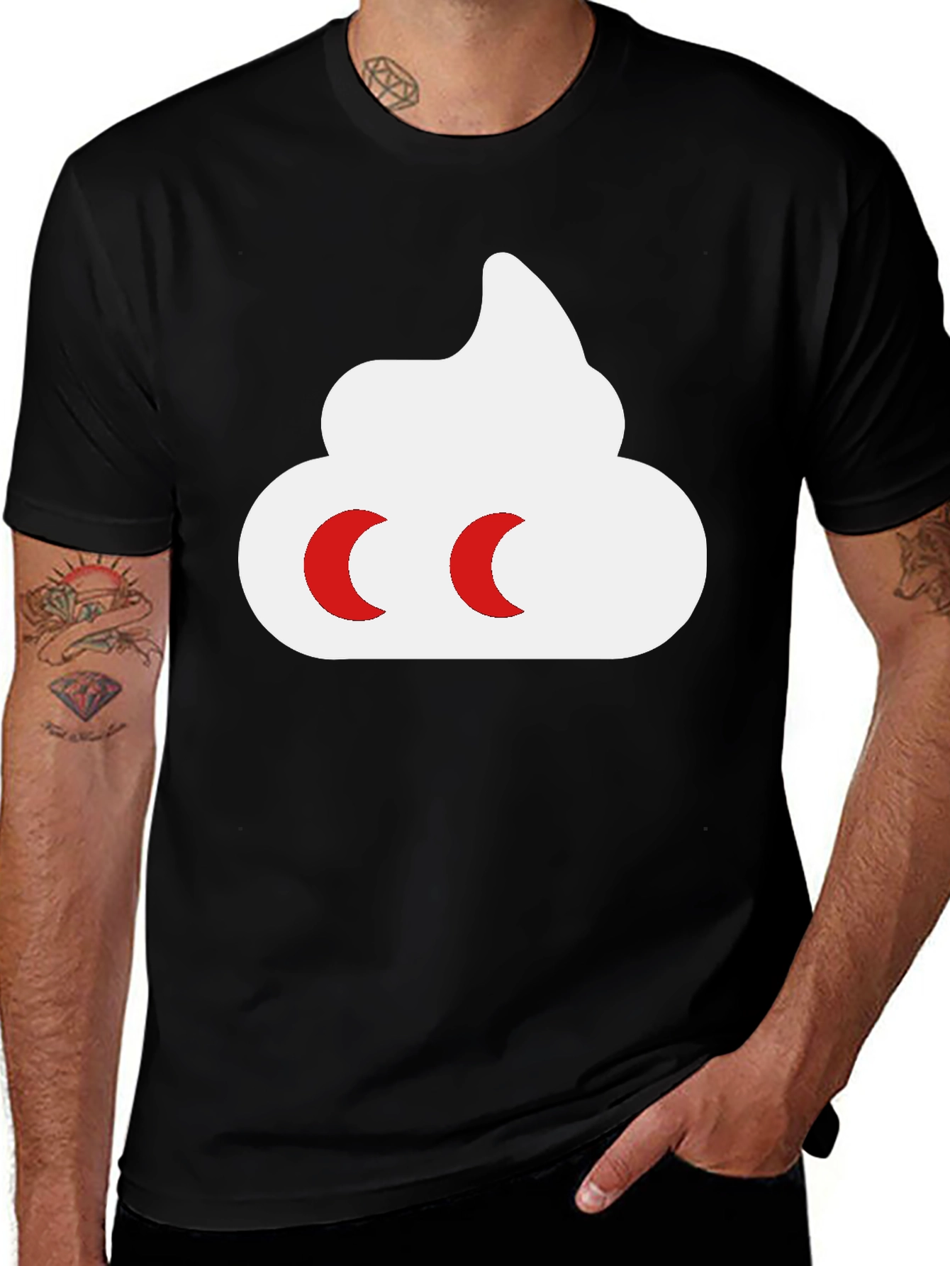 Variant 12 of Emoji Poop T-Shirt - Black Cotton Tee for Casual Wear
