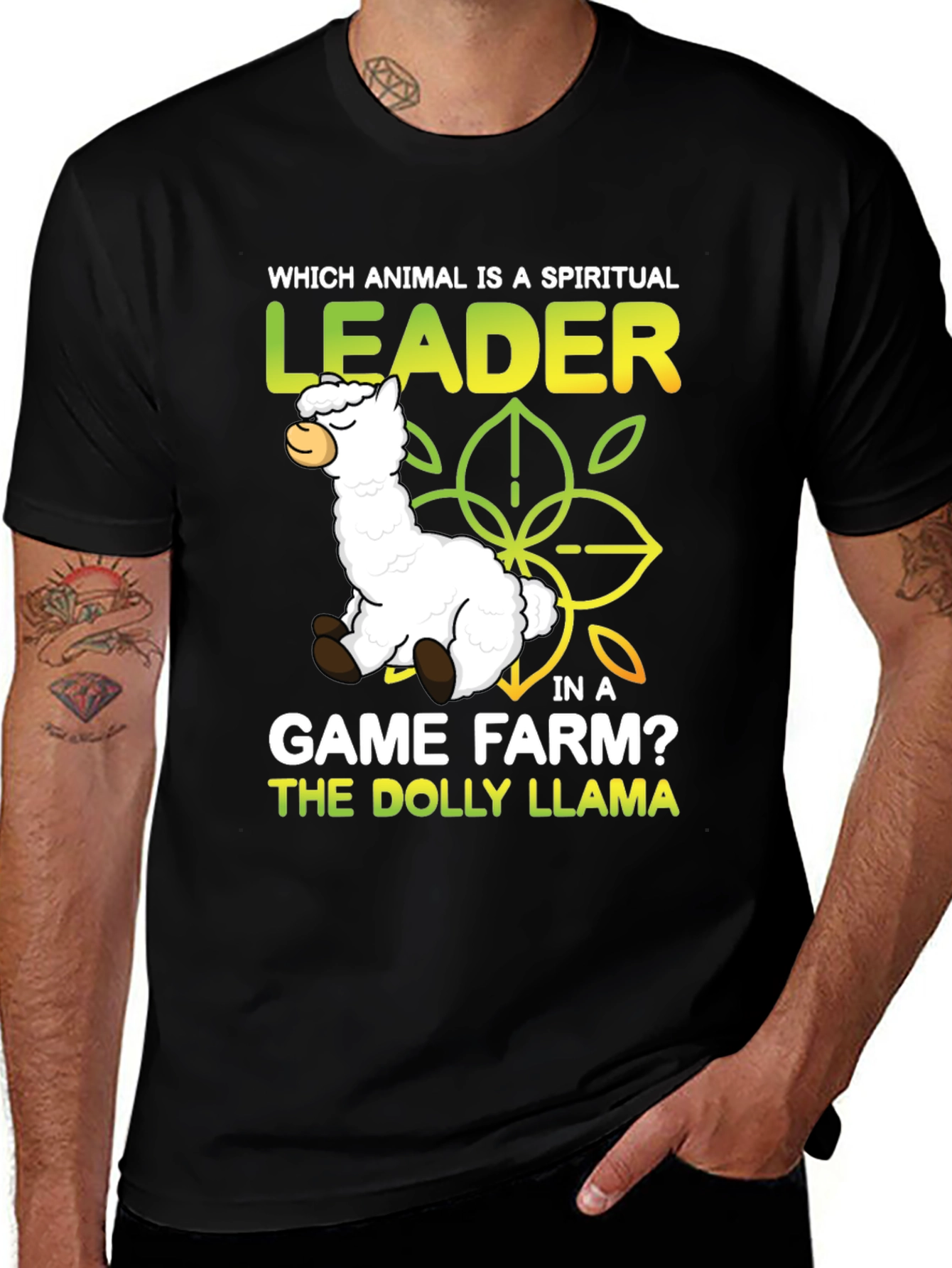 Black Dolly Llama Funny Graphic T-Shirt main image