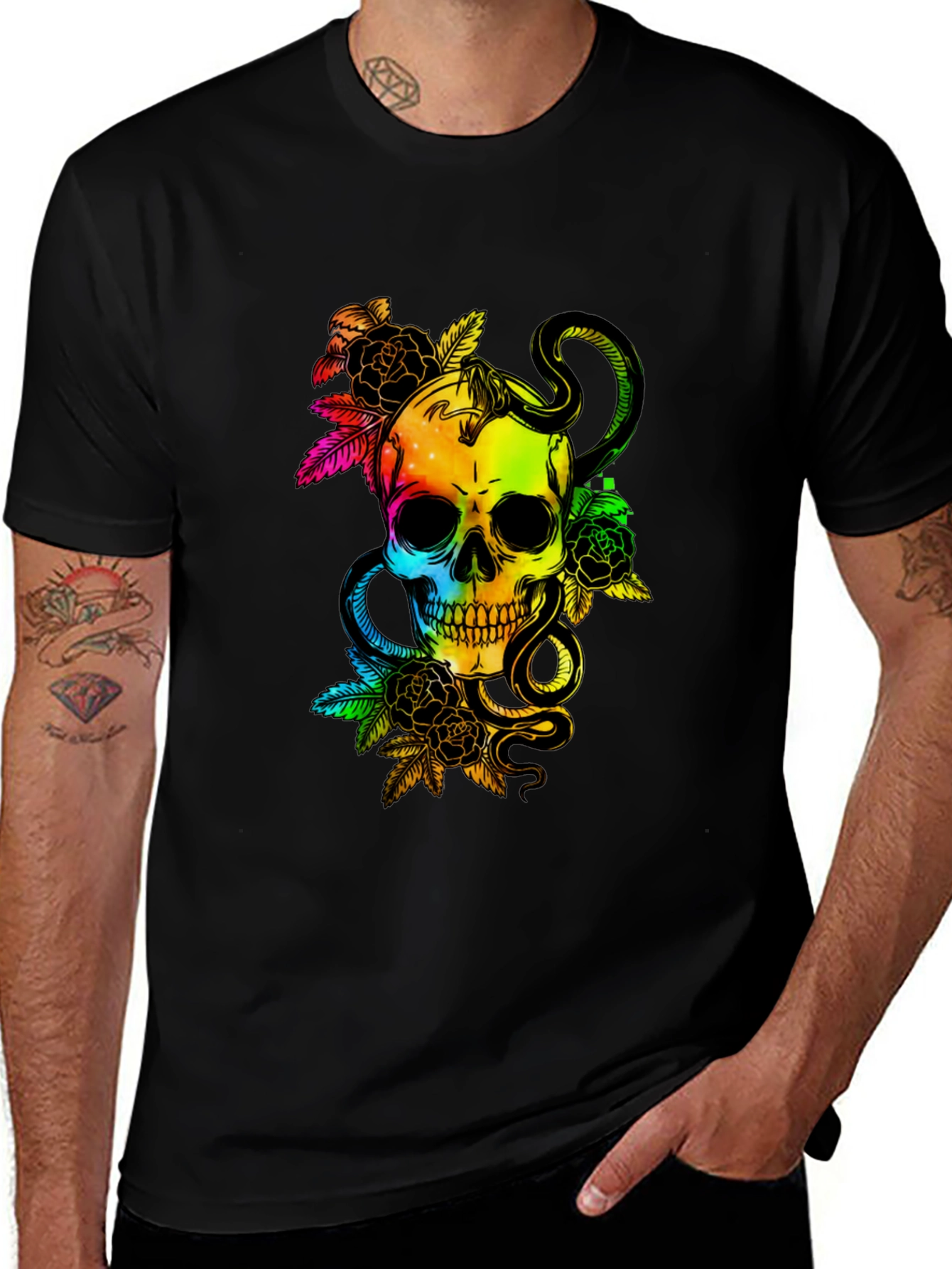 Variant 26 of Rainbow Skull & Snake Graphic Tee