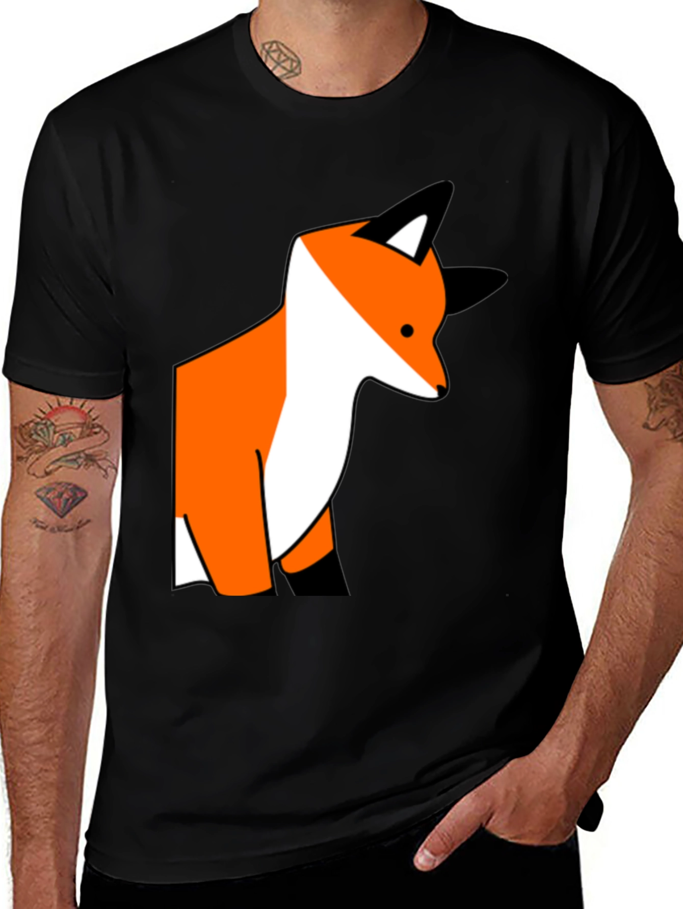 Variant 7 of Fox Graphic Print Black T-Shirt
