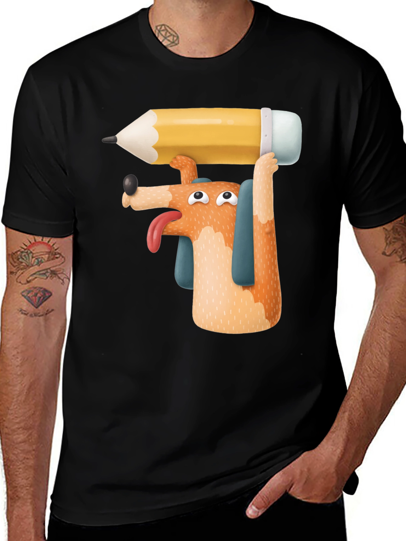 Variant 29 of Dog with Pencil T-Shirt - Funny Graphic Tee