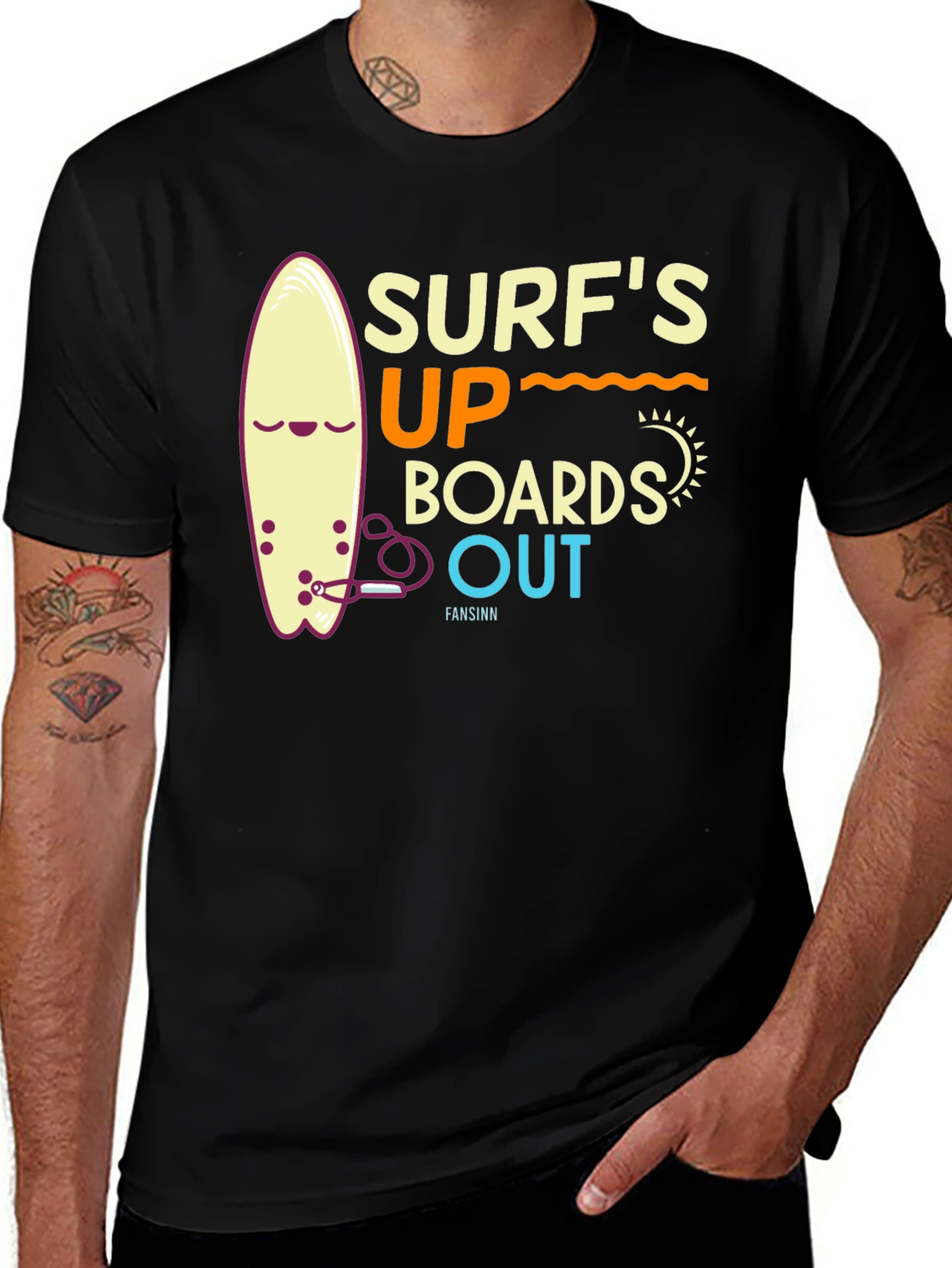Variant 10 of Surf's Up Graphic Print Black T-Shirt
