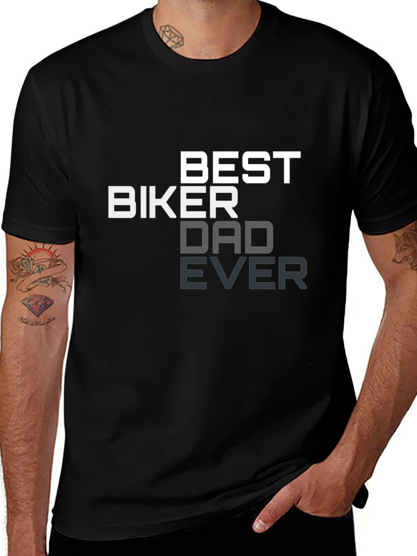 Best Biker Dad Ever Black Graphic Tee Shirt