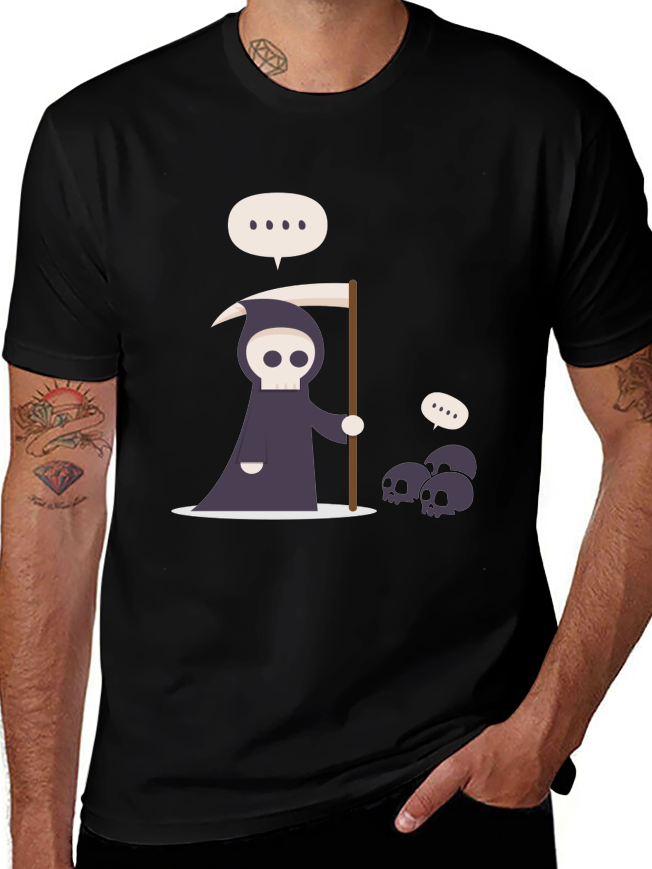 Variant 24 of Cartoon Grim Reaper Black T-Shirt