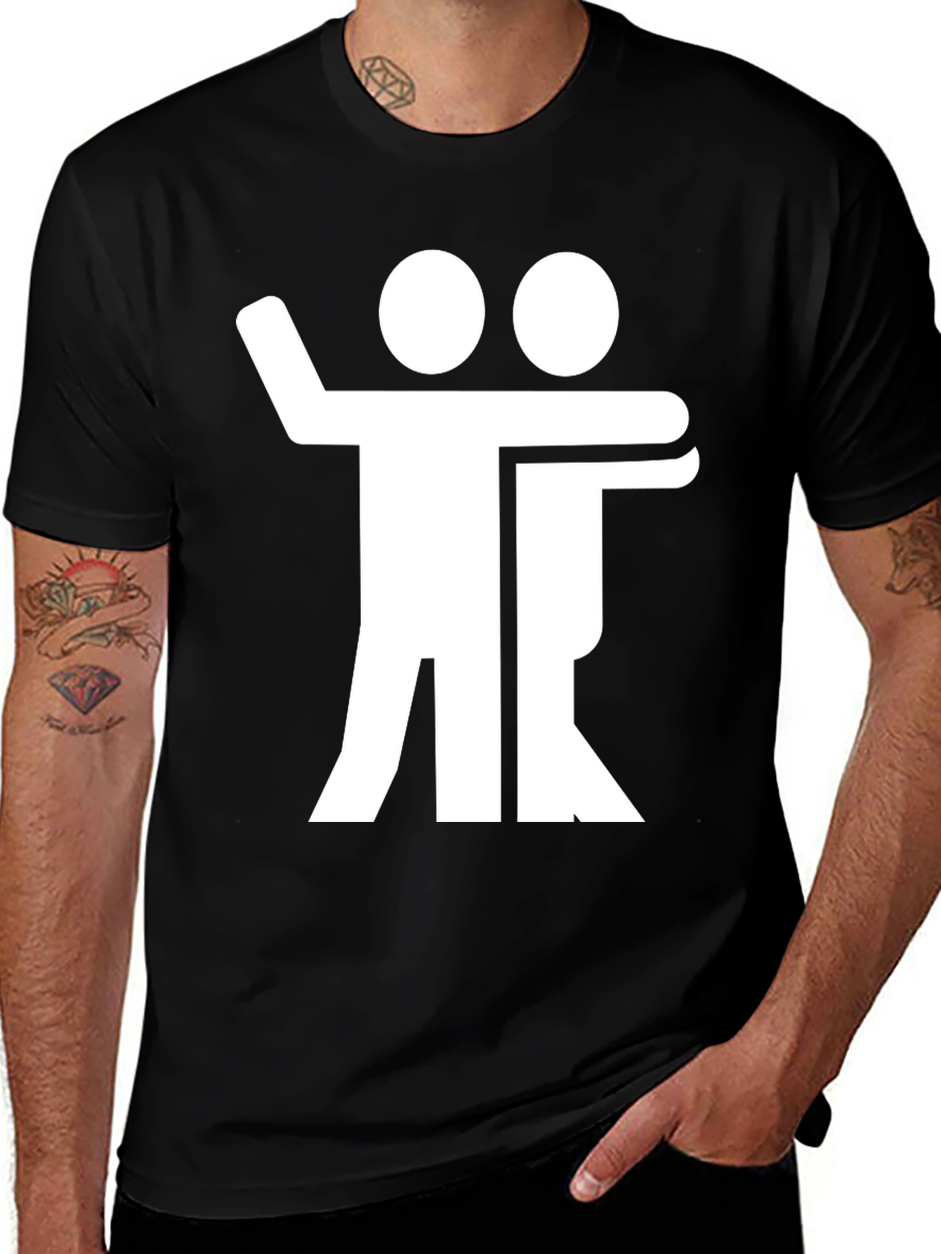 Variant 7 of Black T-Shirt with Hugging Figures Graphic