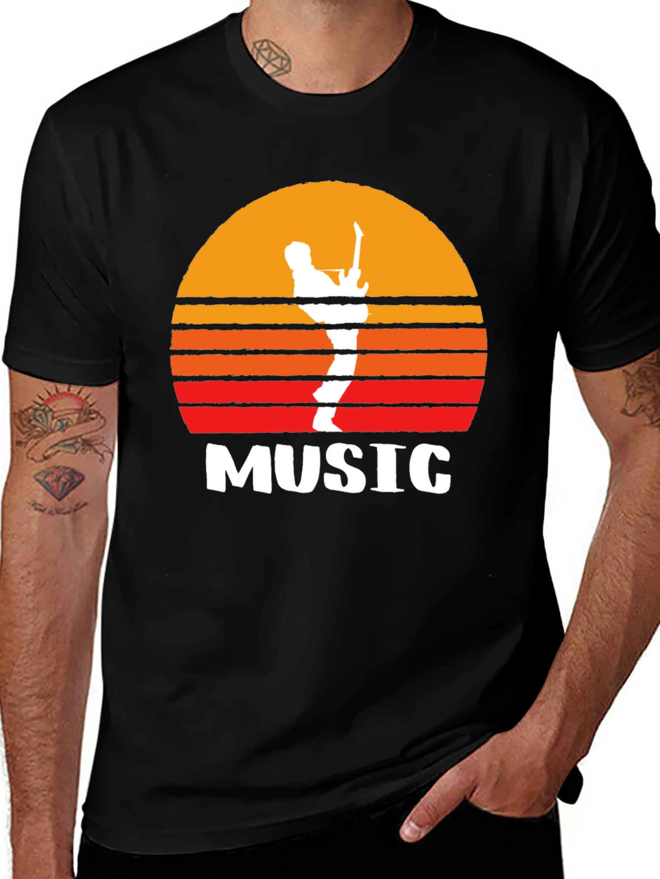 Variant 30 of Sunset Guitarist Graphic Tee - Music Lover's T-Shirt