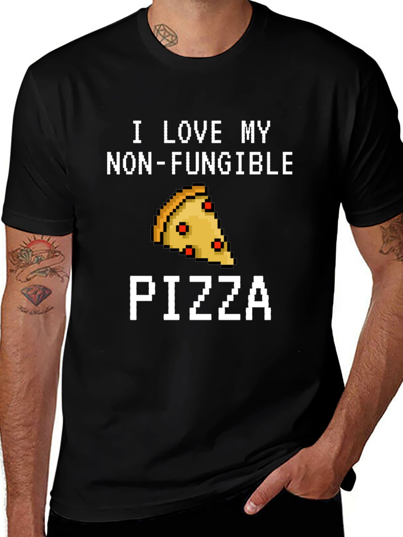 Variant 2 of Non-Fungible Pizza T-Shirt - Pixel Art Foodie Tee