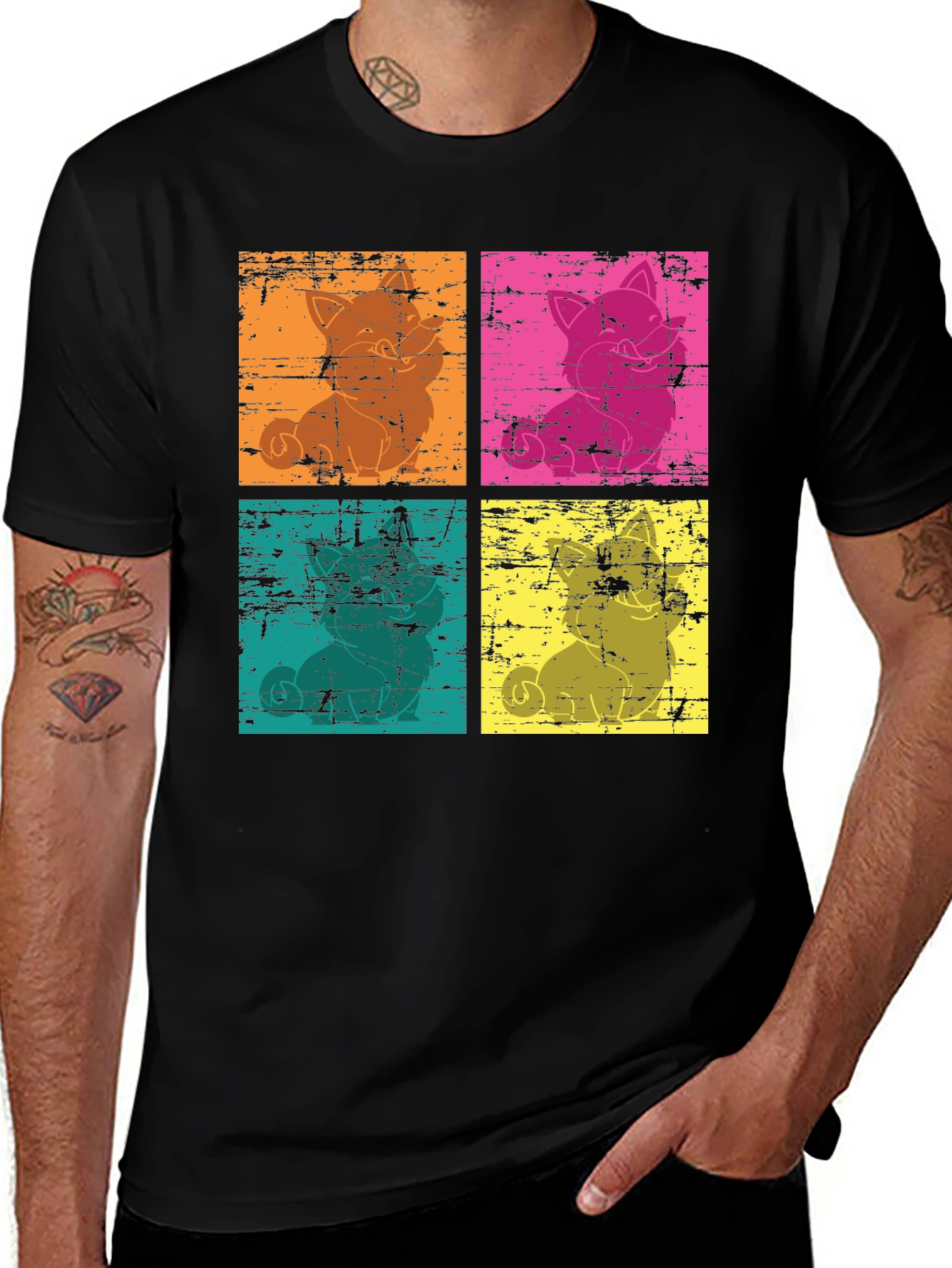 Variant 18 of Retro Pop Art Cat Graphic Tee