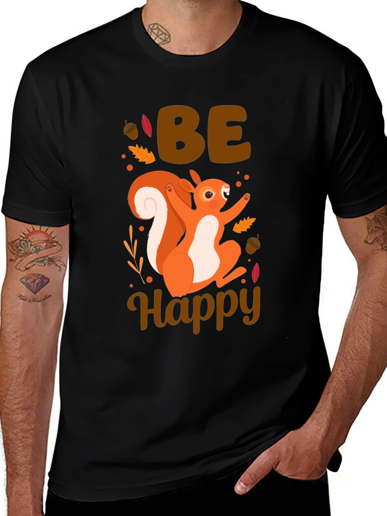 Variant 5 of Be Happy Squirrel Graphic T-Shirt