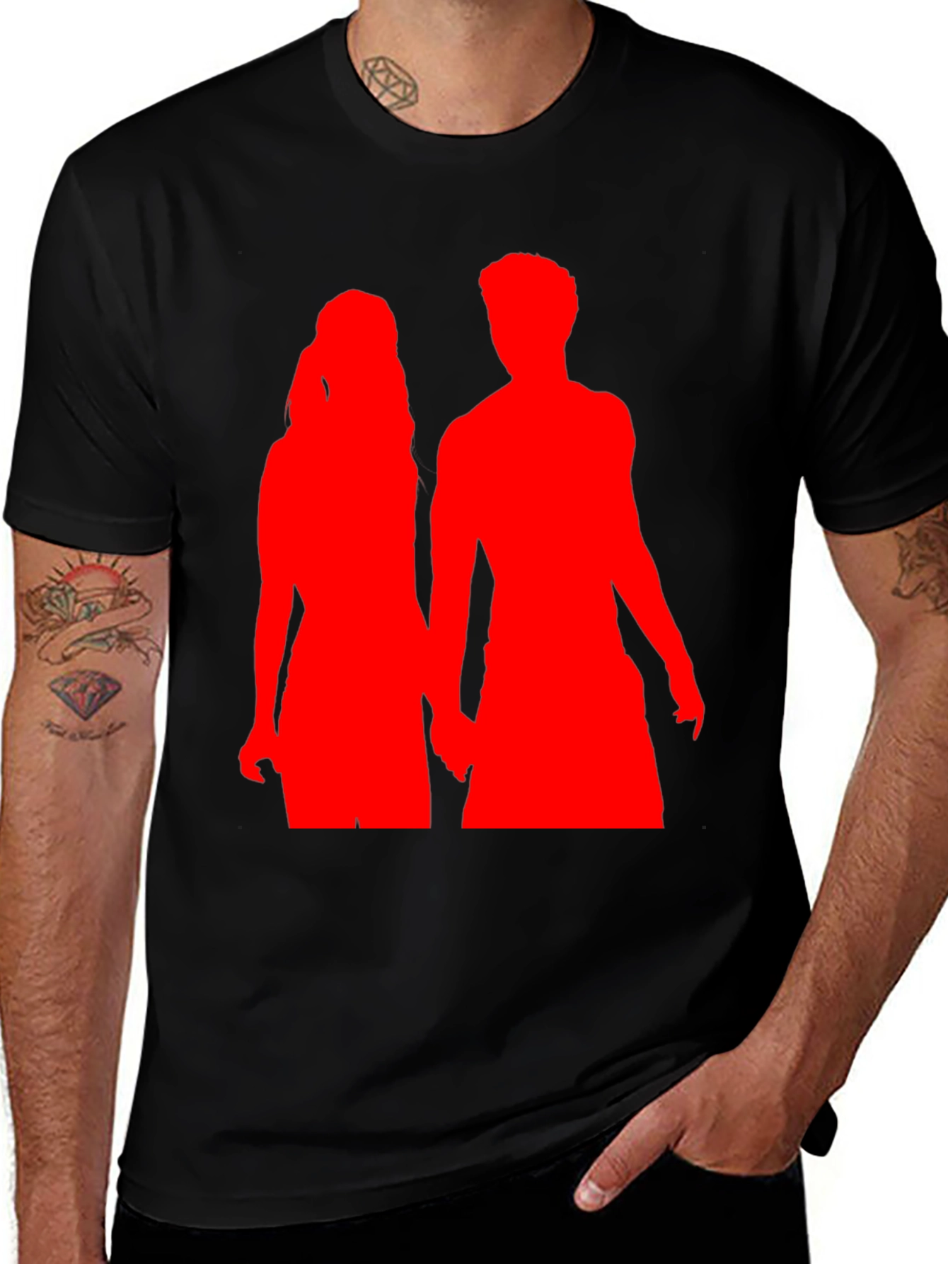 Variant 17 of Silhouette Couple Black Graphic Tee
