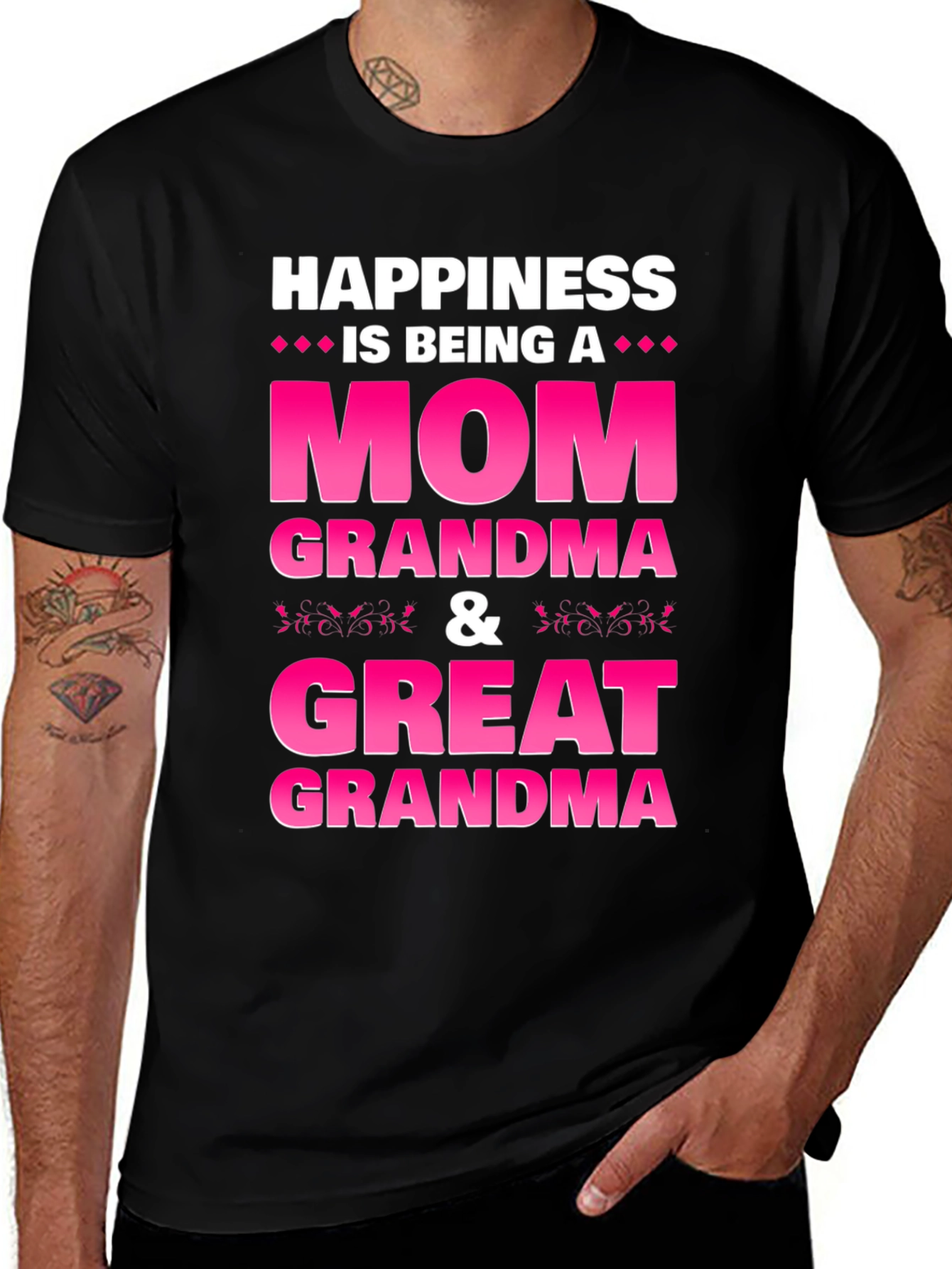 Variant 10 of Happiness is Being a Mom Grandma Great Grandma T-Shirt