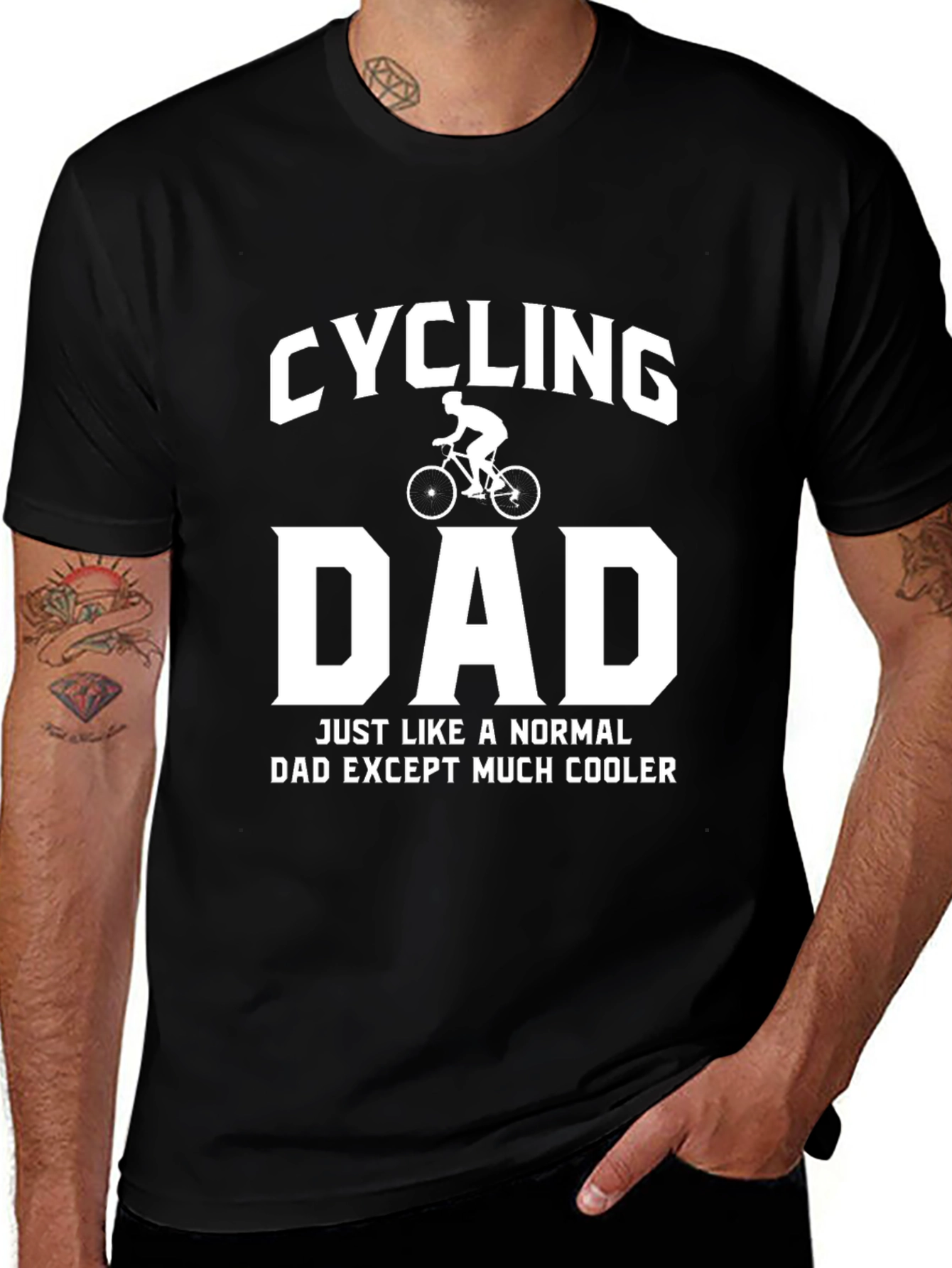 Black Cycling Dad Graphic T-Shirt - Cool Father's Day Gift main image