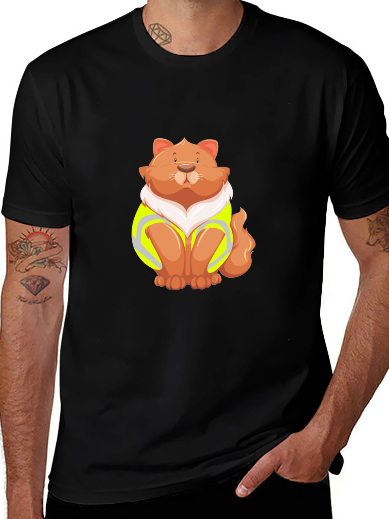 Variant 21 of Cat Wearing Safety Vest Graphic Tee
