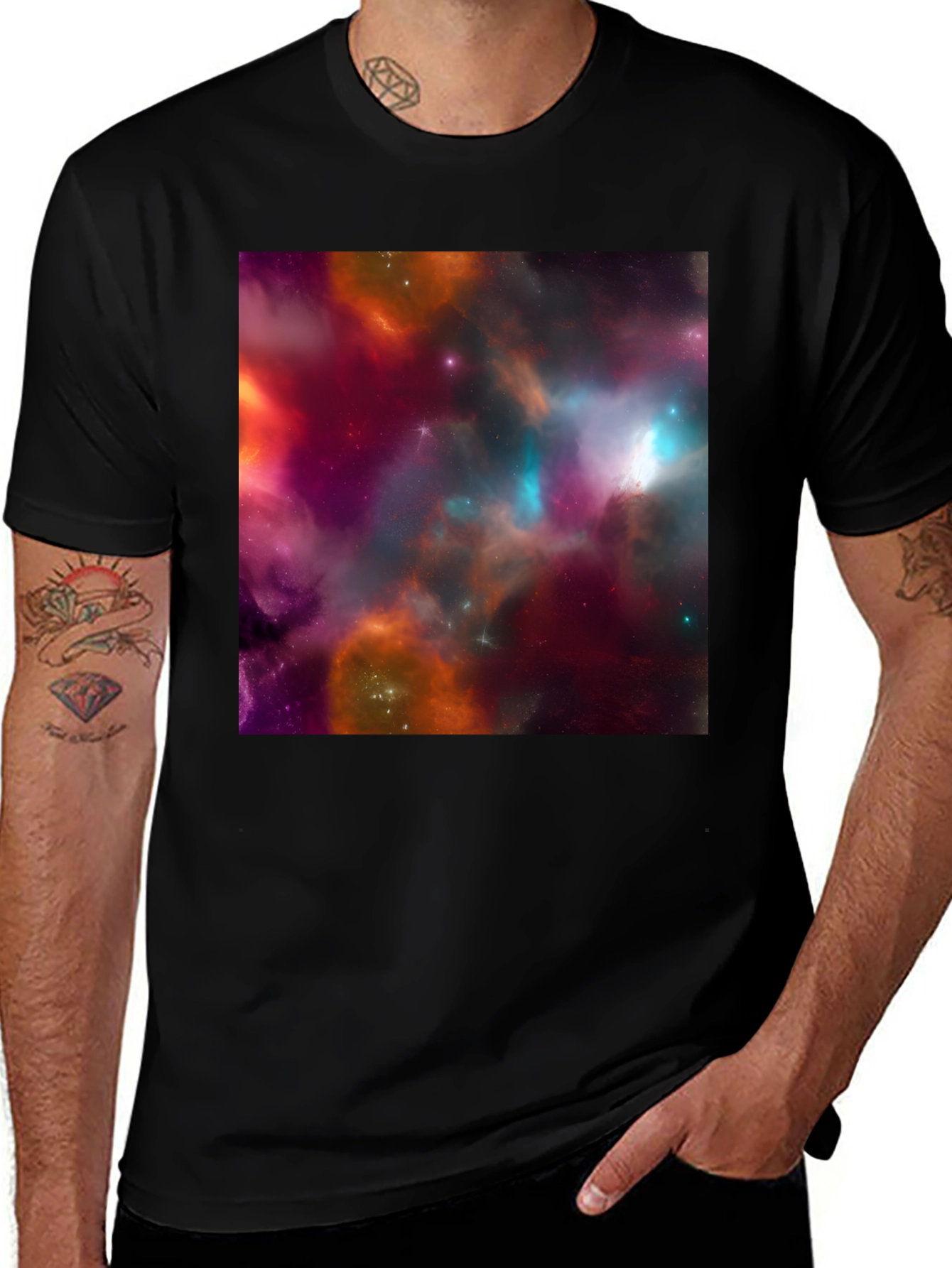 Variant 8 of Galaxy Print Black T-Shirt - Bold Cosmic Style