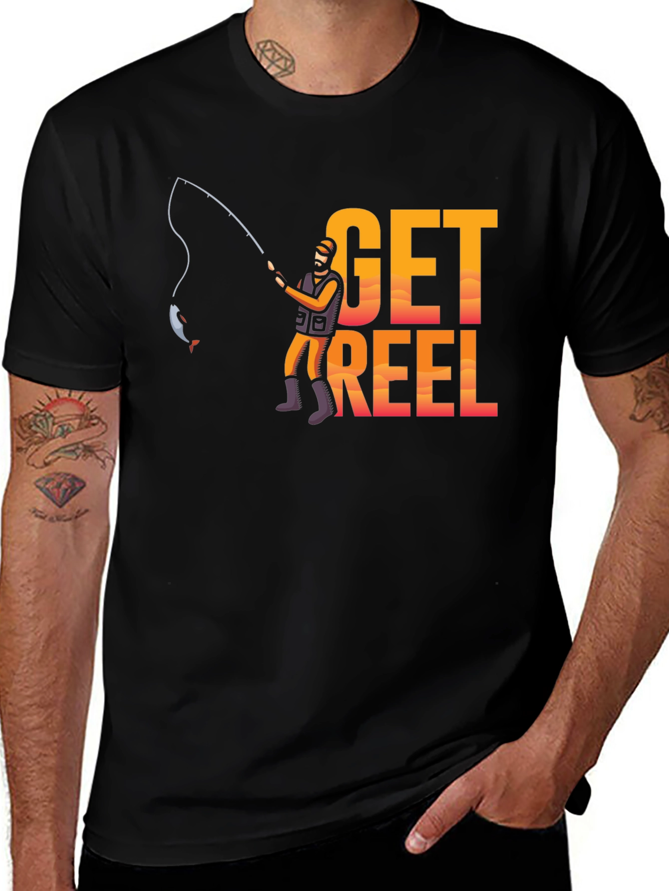 Variant 4 of Get Reel Fishing T-Shirt - Angler's Graphic Tee