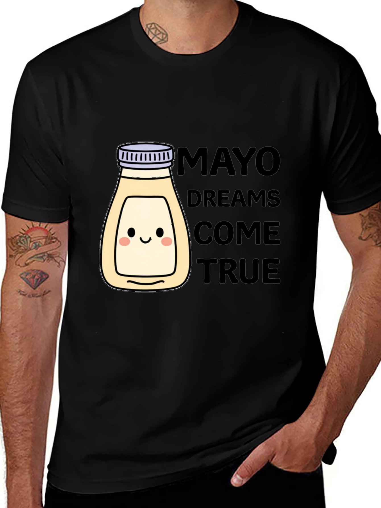 Variant 19 of Mayonnaise Dreams T-Shirt - Black Crew Neck Graphic Tee