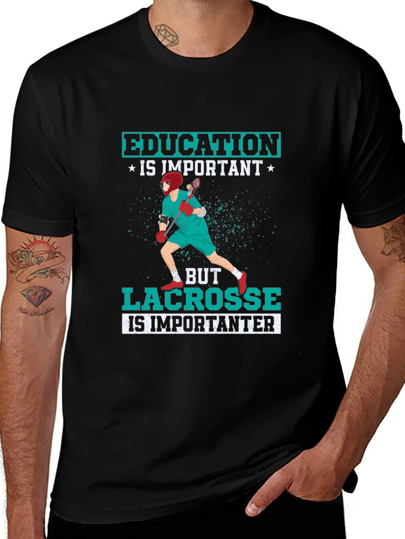 Education Vs Lacrosse T-Shirt - Sporty Design!