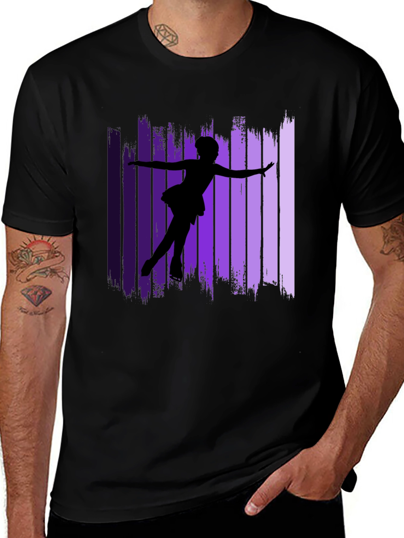 Variant 11 of Figure Skater Retro Black T-Shirt