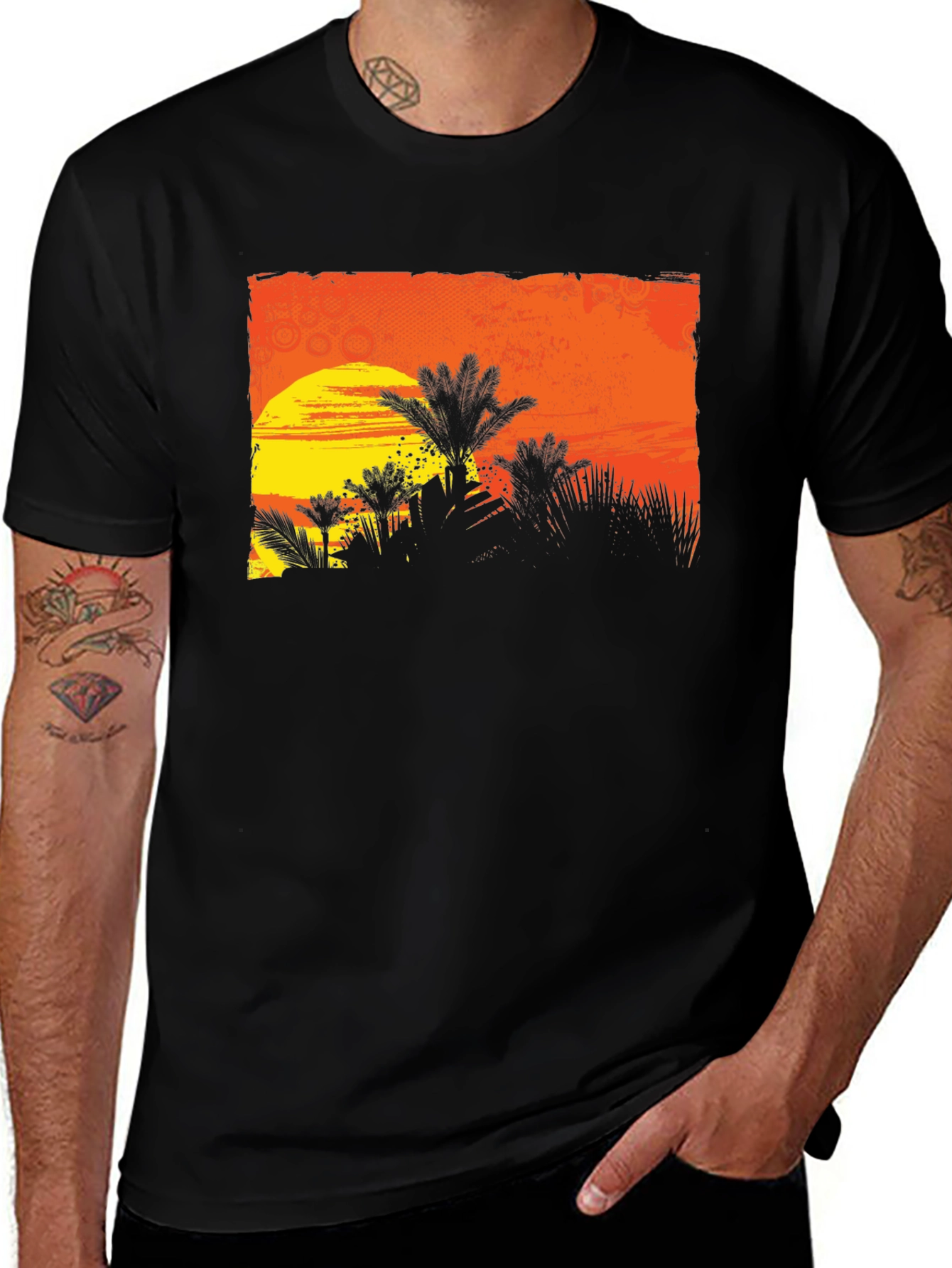 Variant 30 of Tropical Sunset Graphic Tee - Black