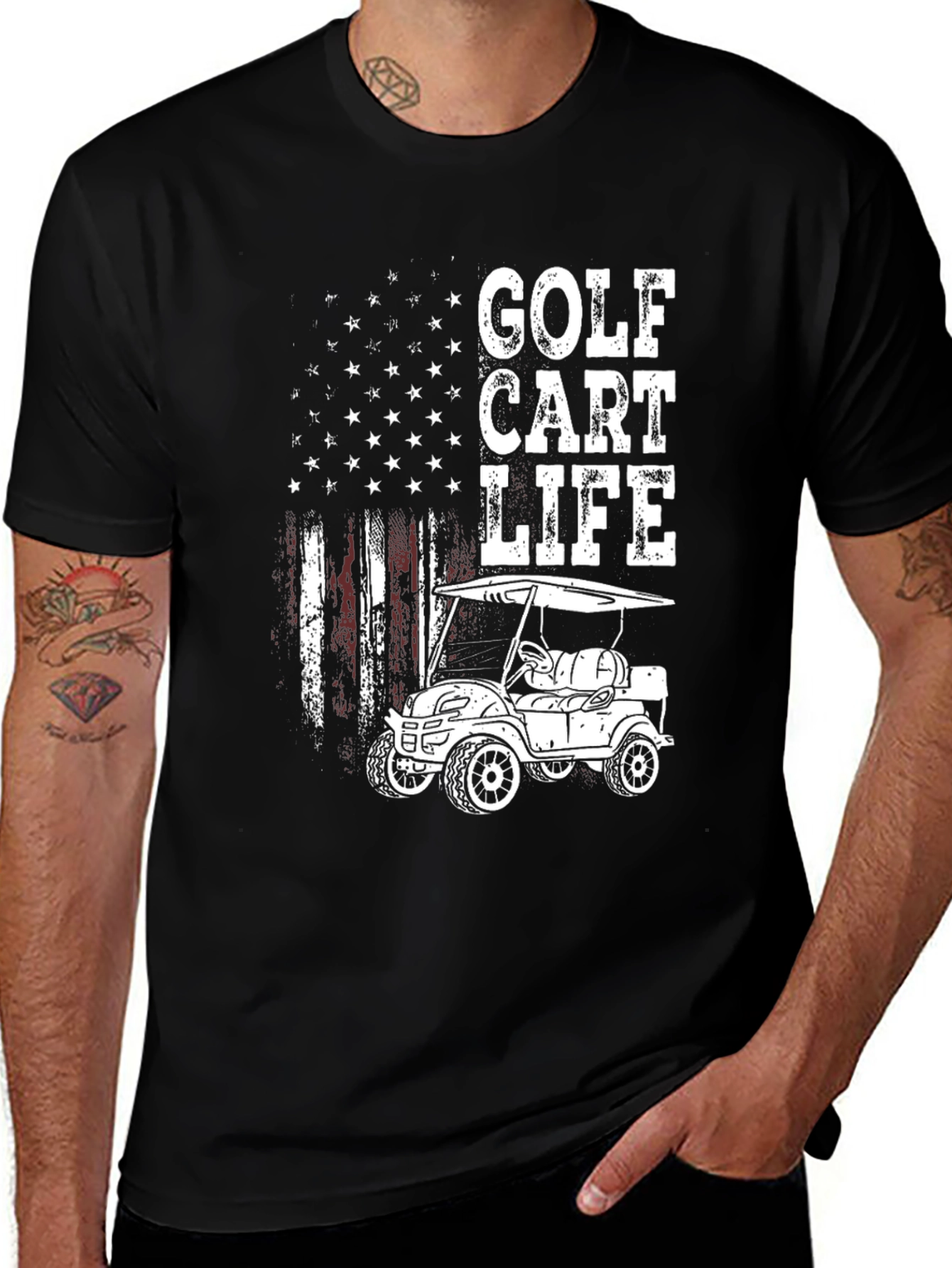 Variant 30 of Golf Cart Life T-Shirt - Patriotic Design