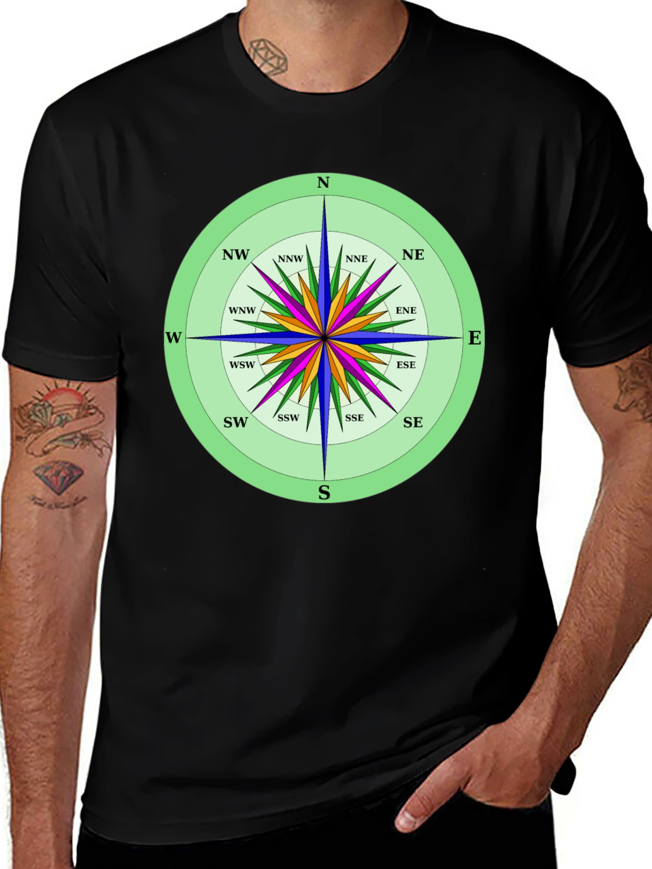 Variant 23 of Compass Rose Graphic T-Shirt, Navigation Style