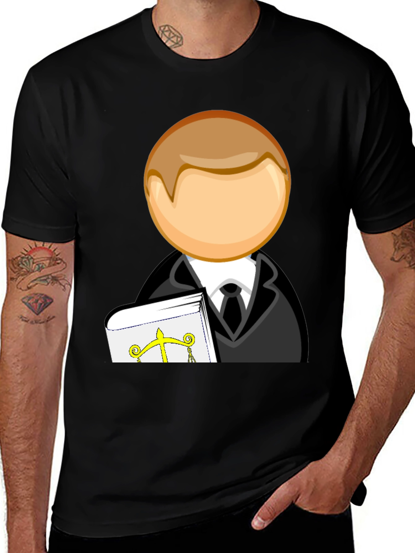 Variant 16 of Scales of Justice Cartoon Lawyer Black T-Shirt