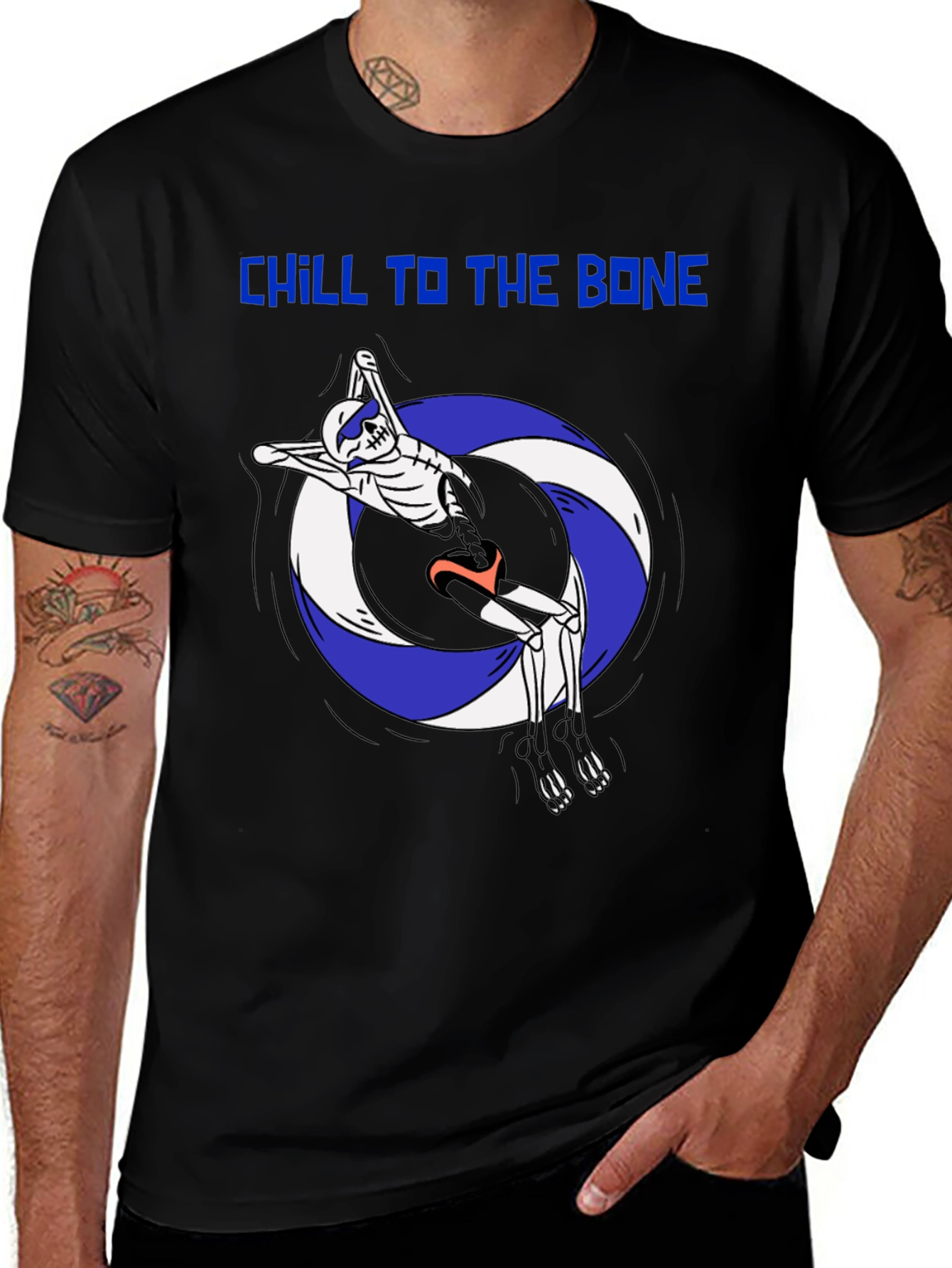 Variant 23 of Chill To The Bone Skeleton Swimmer Graphic Tee
