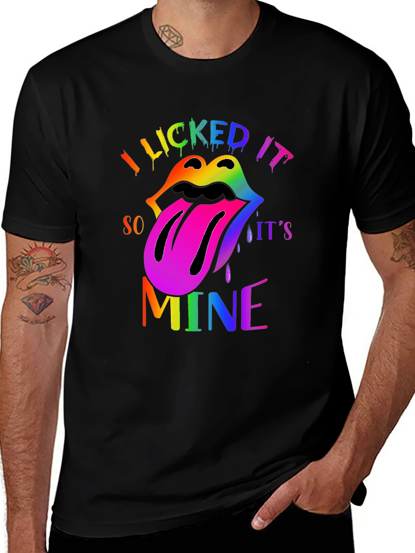Variant 4 of I Licked It So It's Mine Rainbow Lips T-Shirt