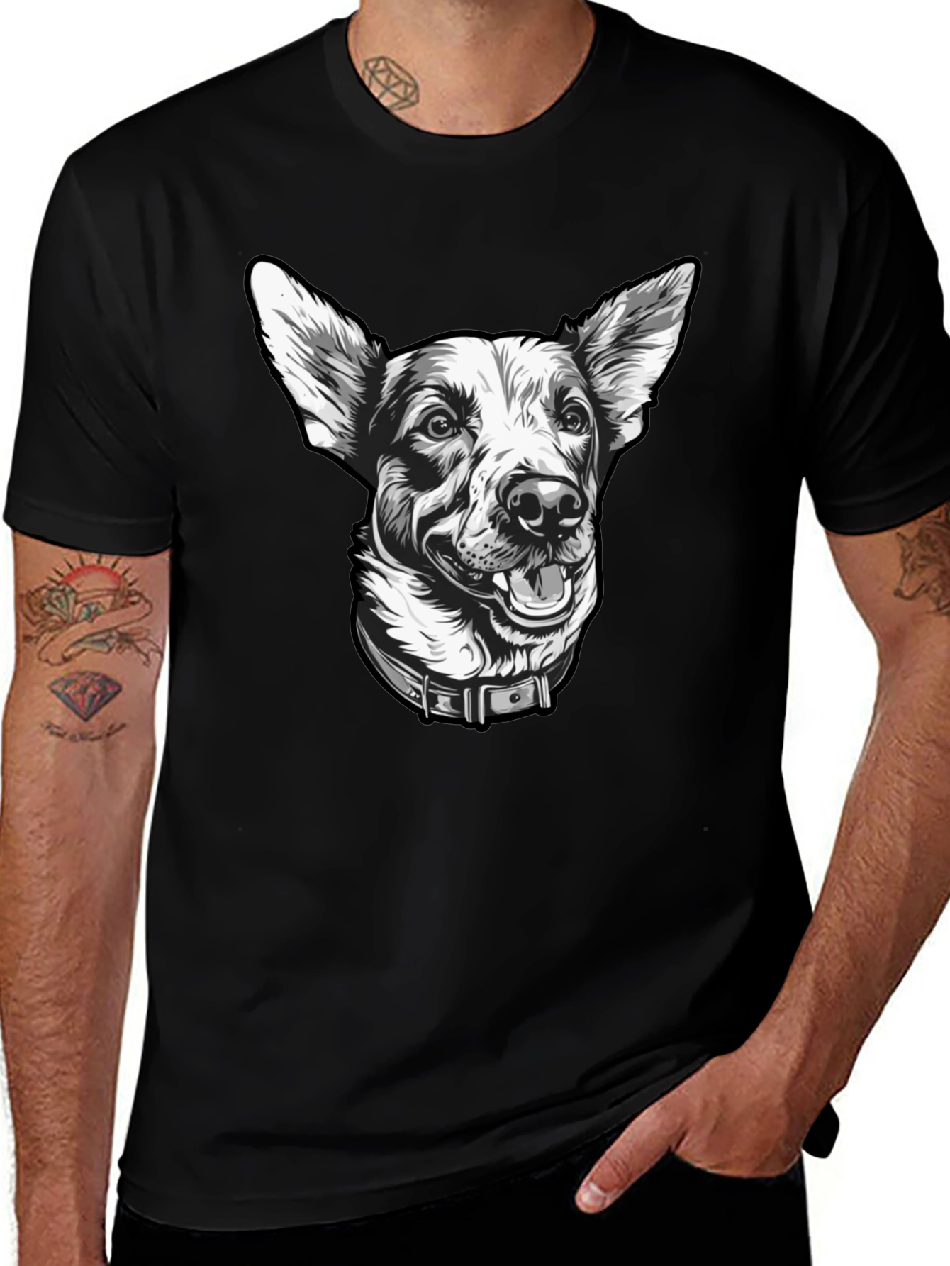 Variant 13 of Dog Graphic Black T-Shirt