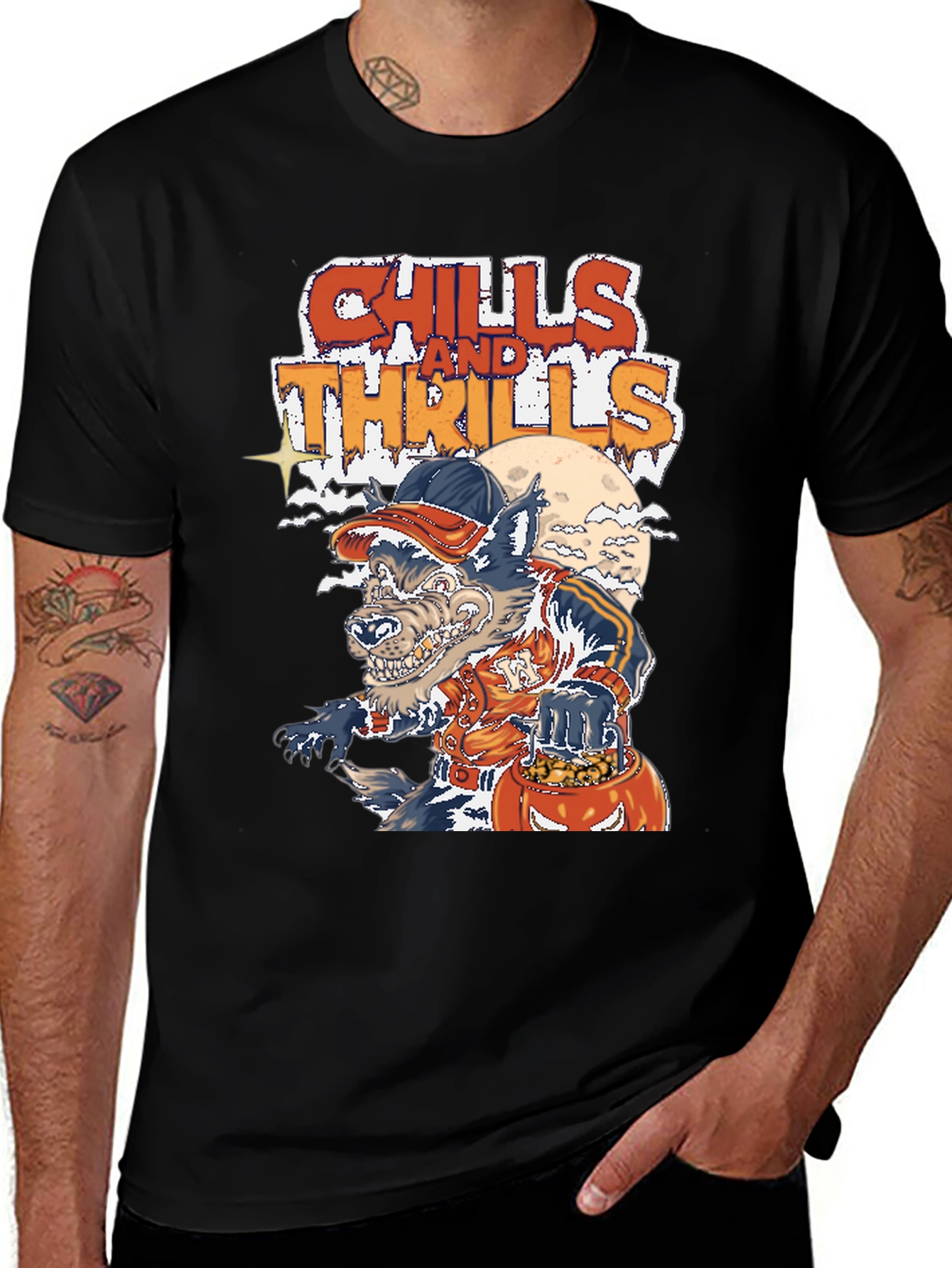 Chills and Thrills Graphic Tee - Halloween Werewolf