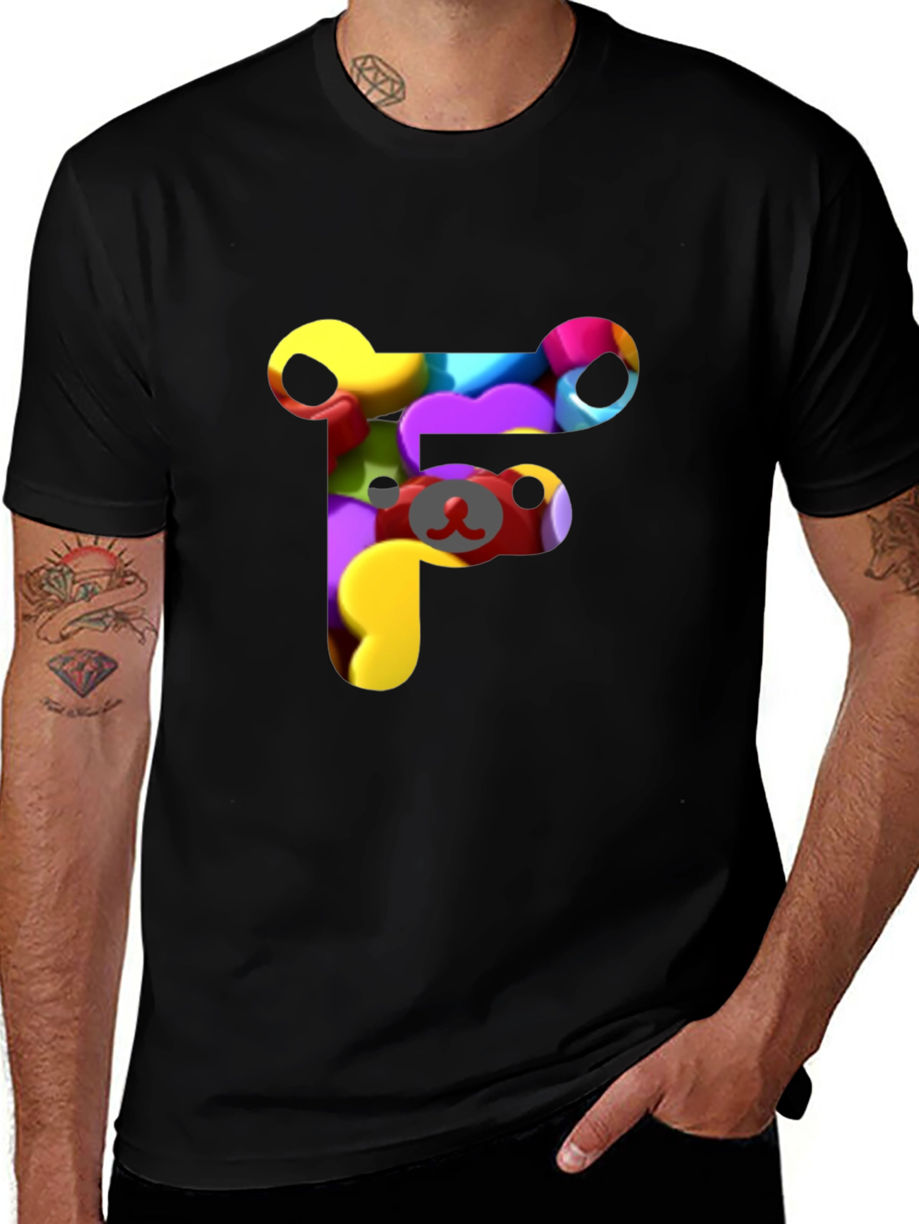 Variant 10 of Colorful F Letter Bear T-Shirt
