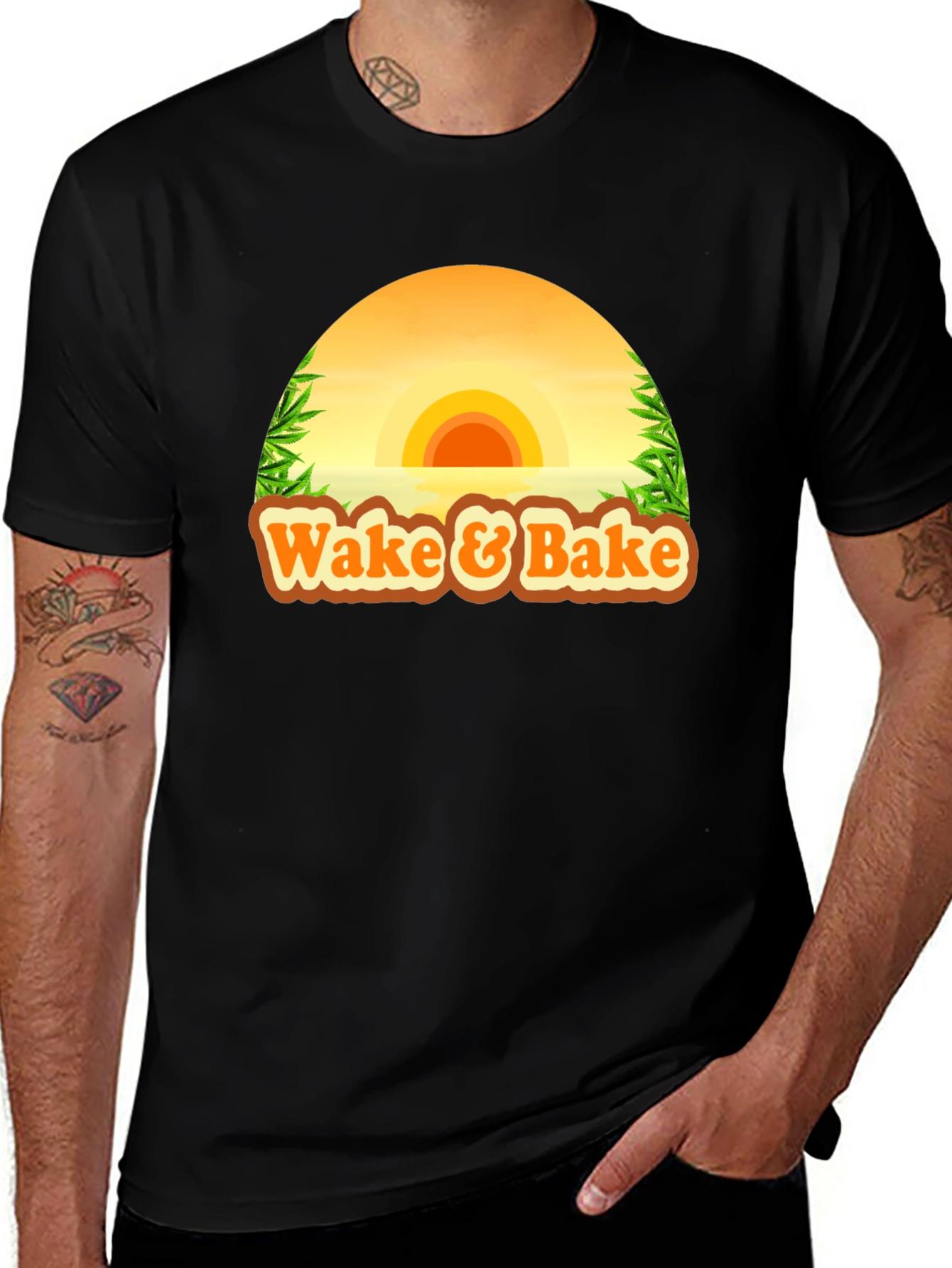 Variant 5 of Wake & Bake Graphic Tee - Sunrise Design