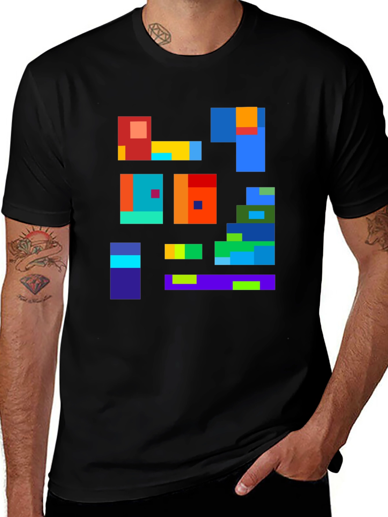 Variant 5 of Abstract Block Design Black T-Shirt