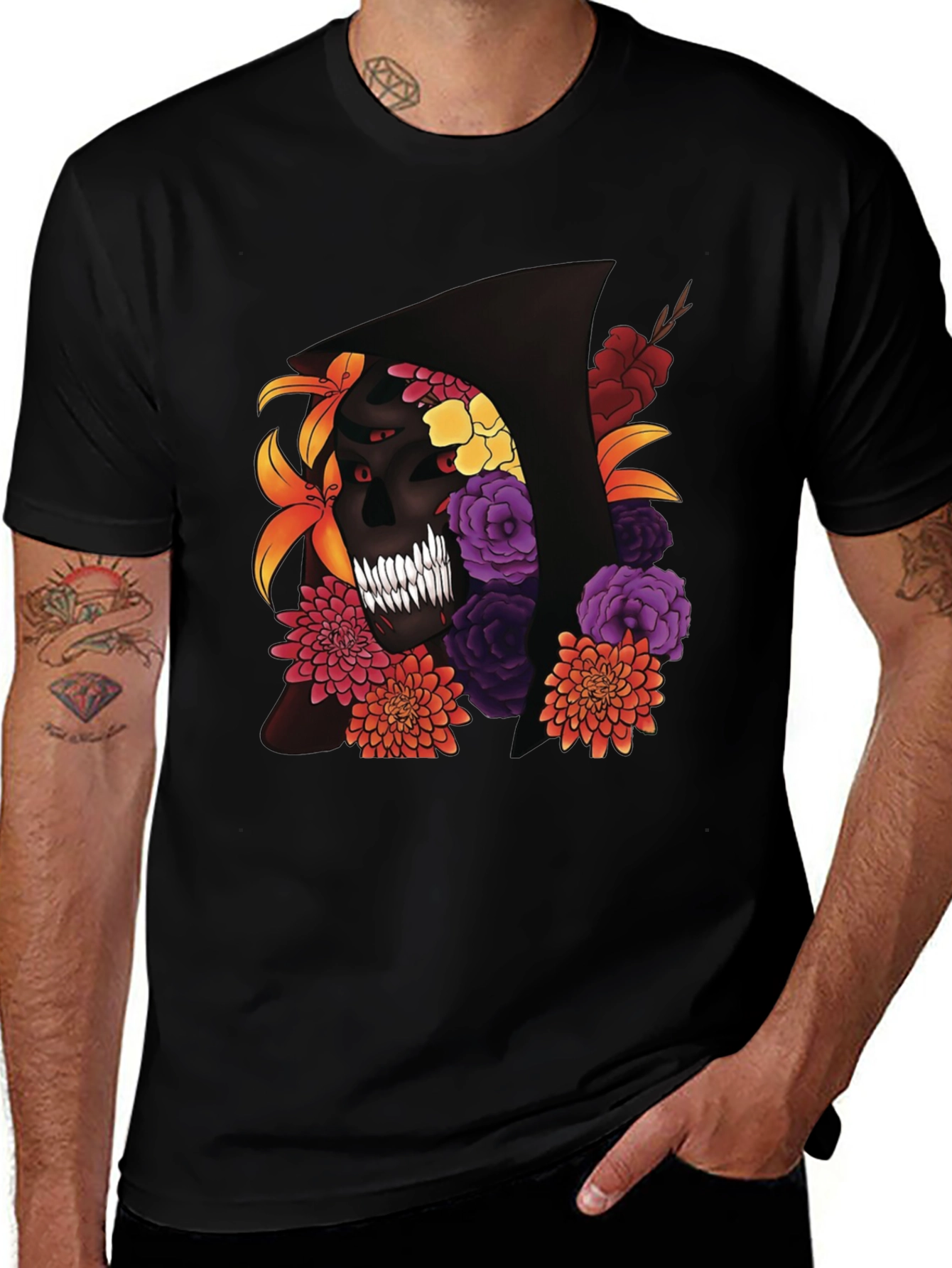 Variant 19 of Floral Grim Reaper Graphic T-Shirt