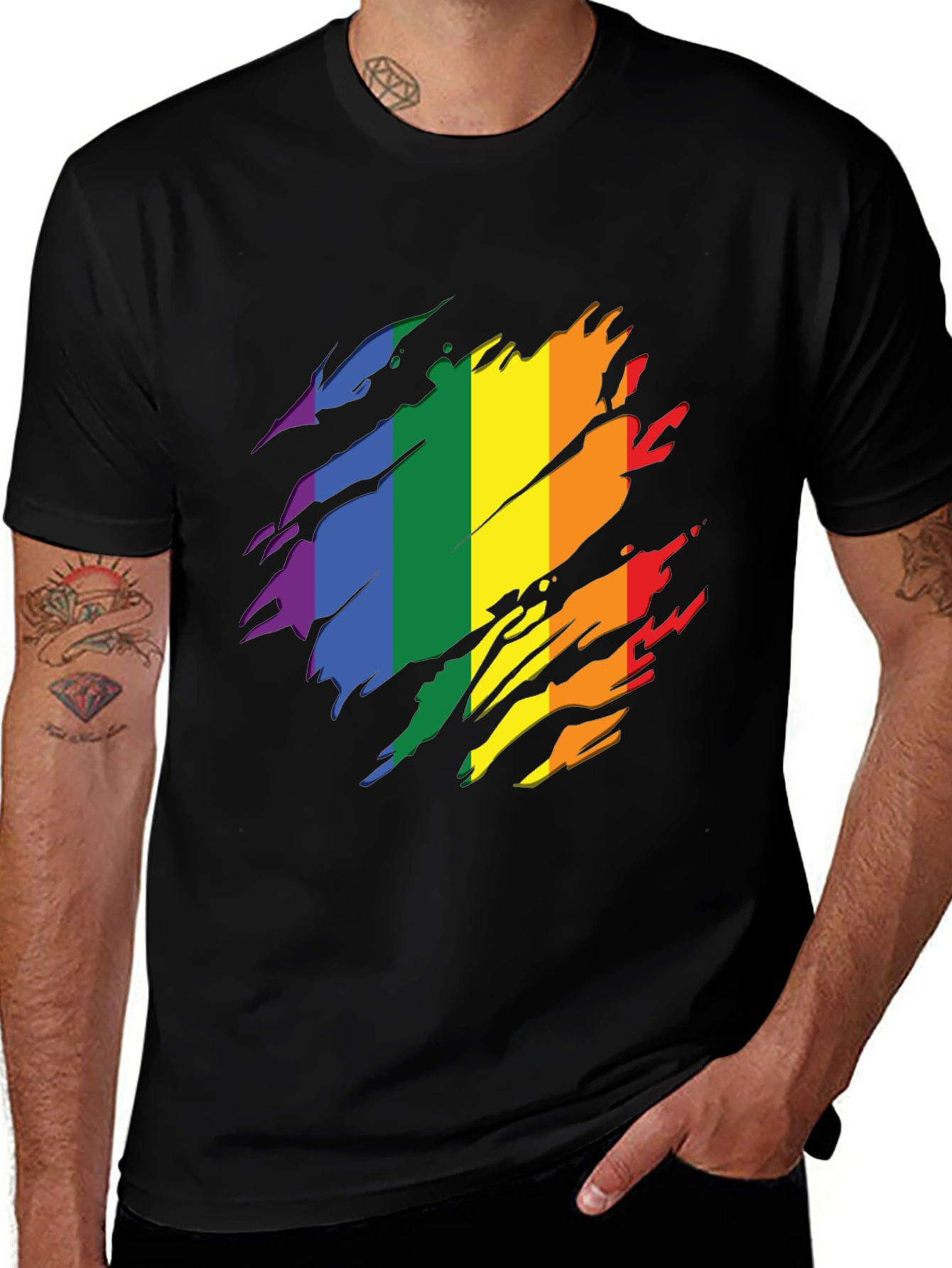 Pride Rainbow Graphic Tee - Stylish Black T-Shirt