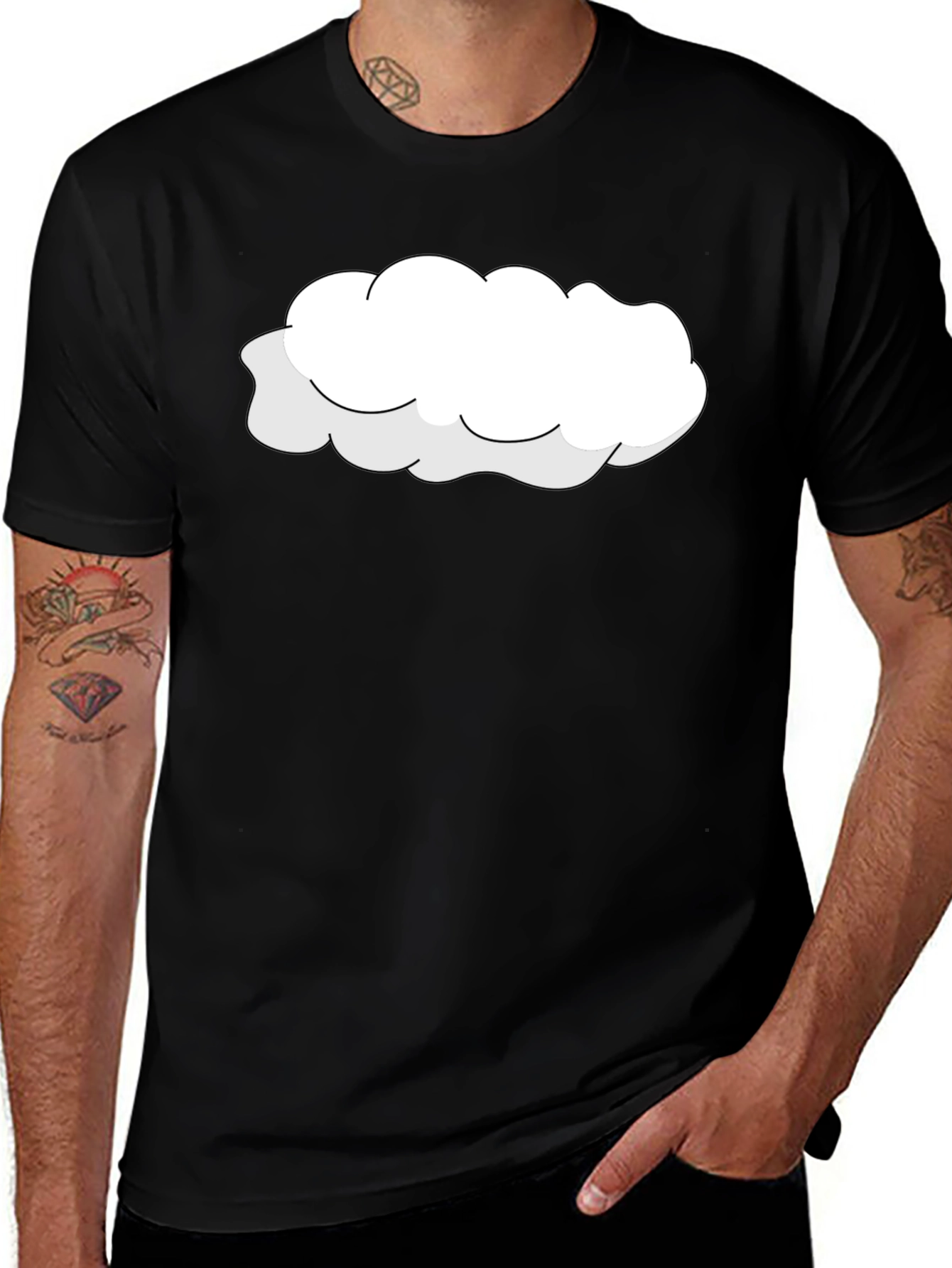 Variant 2 of Cloud Graphic Tee - Black Cotton T-Shirt