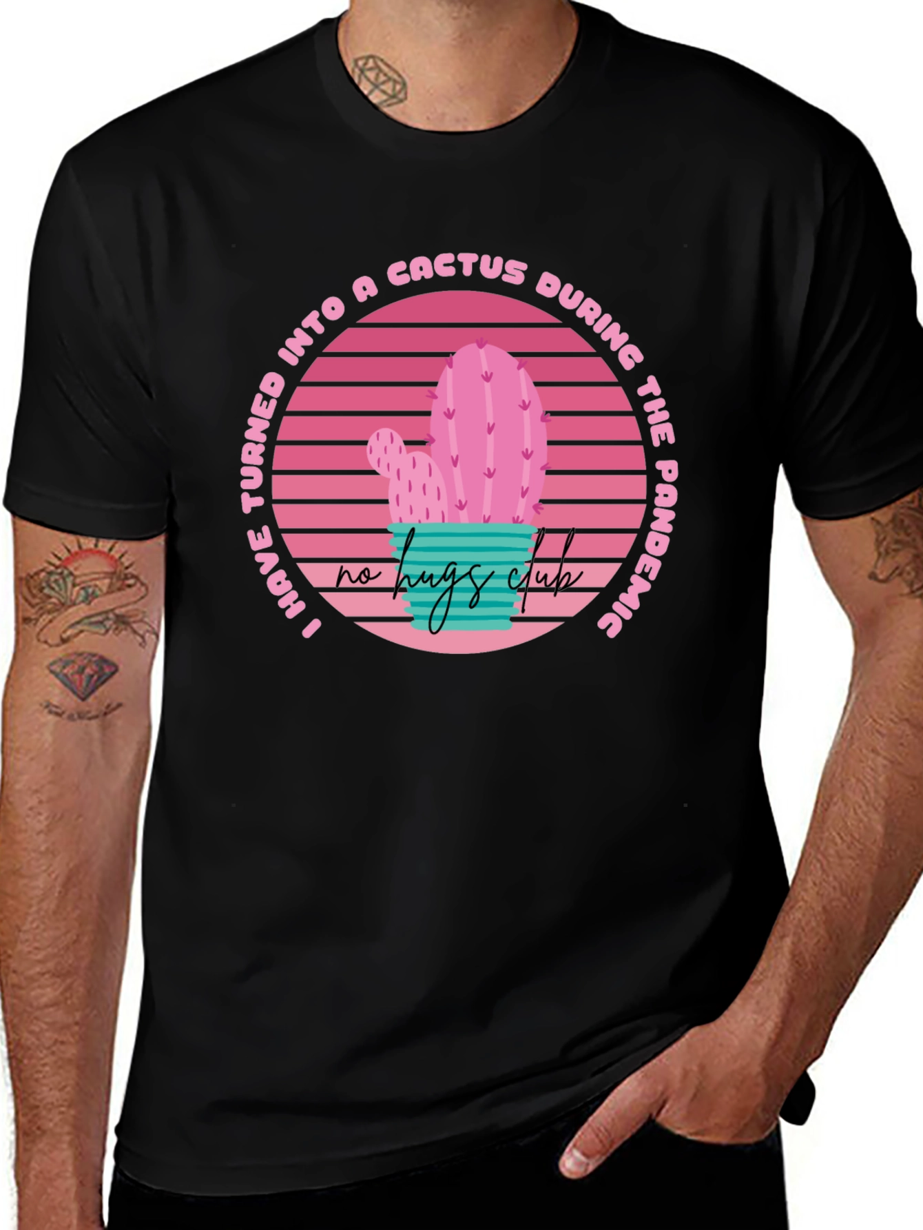 Variant 18 of Cactus Pandemic T-Shirt: No Hugs Club Tee