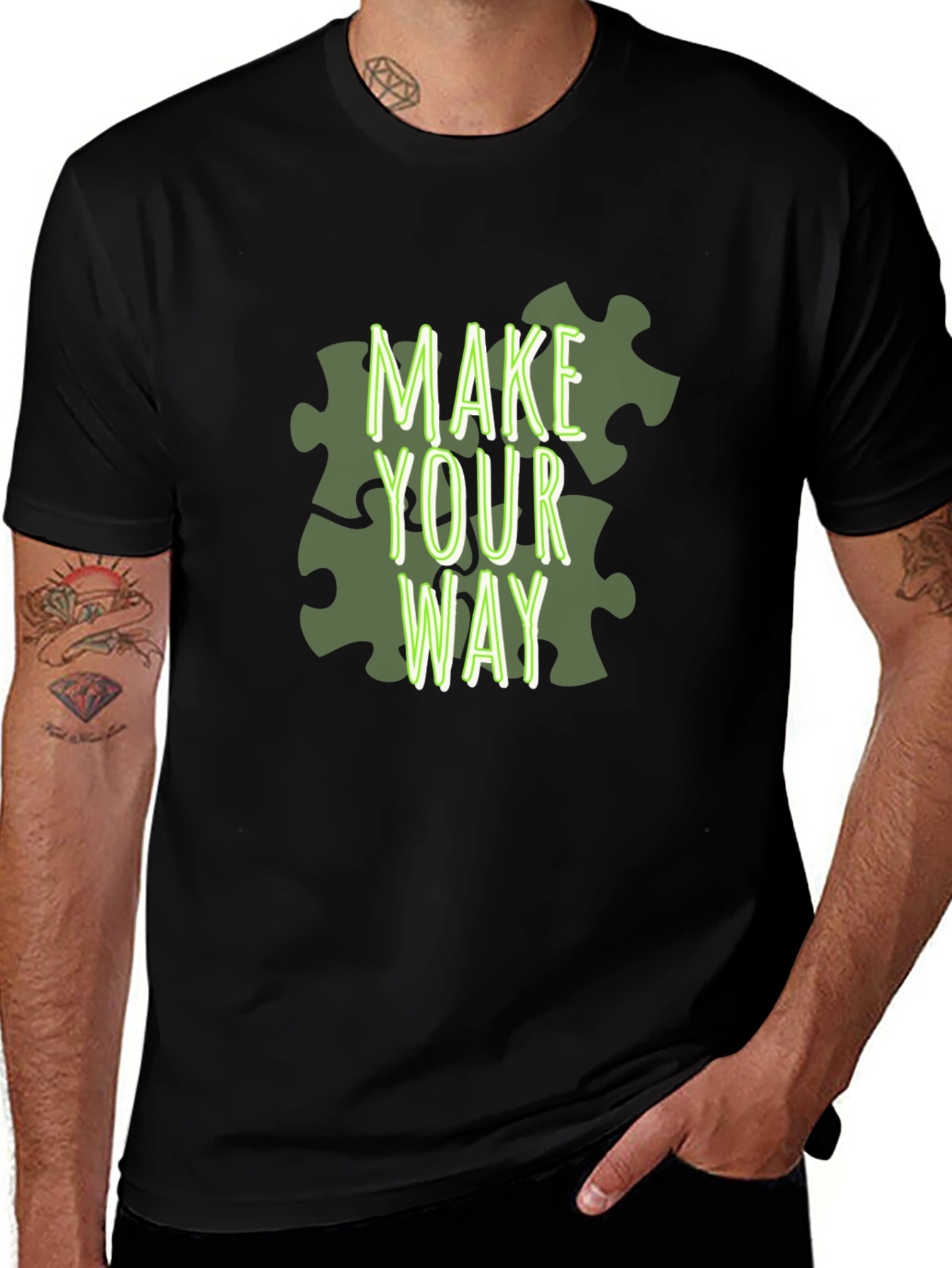 Variant 5 of Make Your Way Puzzle Tee - Stylish Men's Black T-Shirt