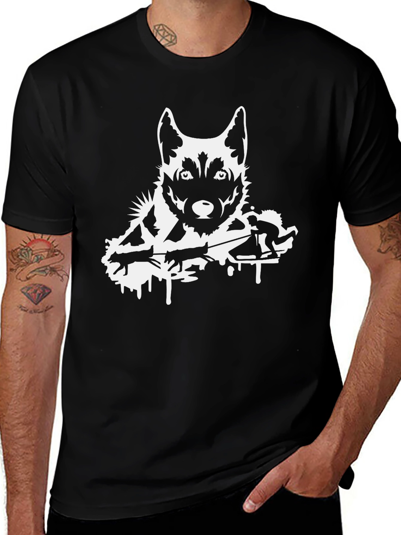 Variant 26 of Dog Sled Team Graphic Tee - Black Cotton T-Shirt