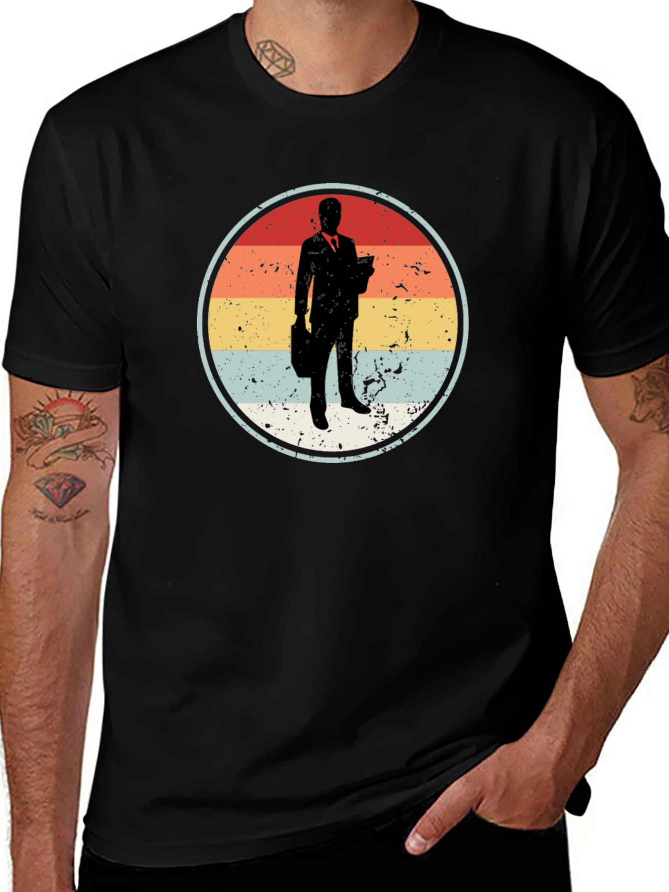 Variant 24 of Retro Businessman T-Shirt - Vintage Style Black Tee