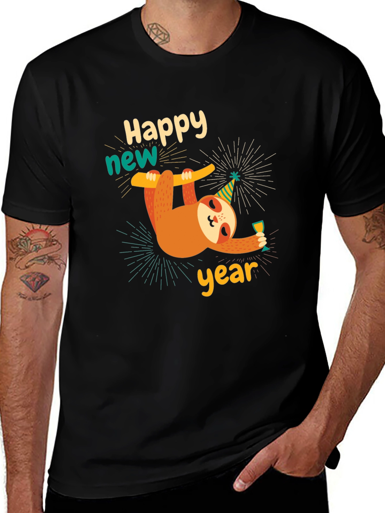 Variant 30 of Happy New Year Sloth T-Shirt Funny Party Tee