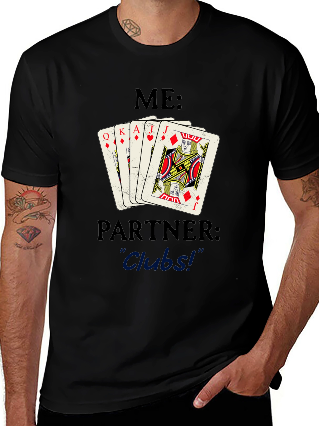 Playing Card Hand T-Shirt - Me vs Partner