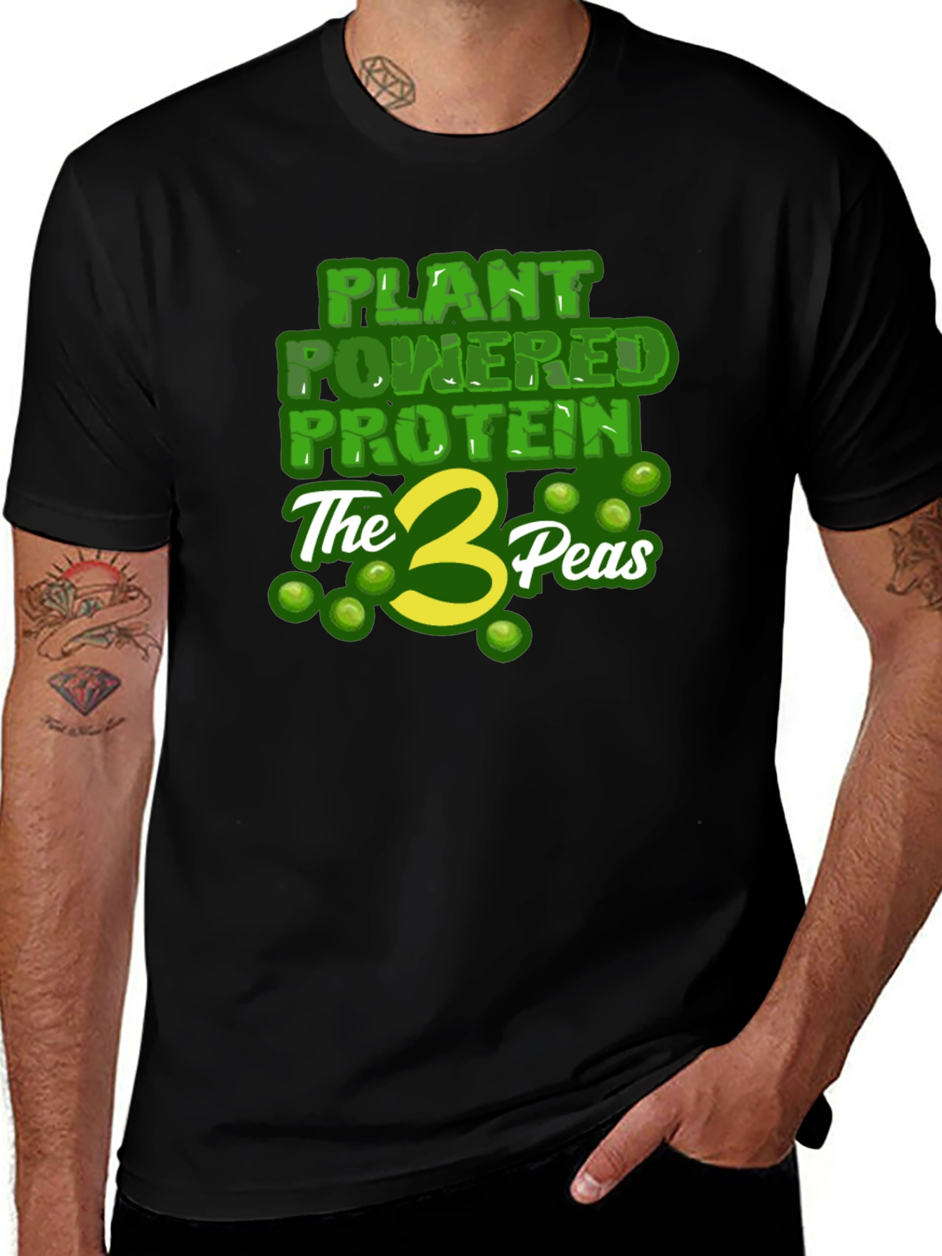 Variant 7 of Plant Powered Protein T-Shirt - The 3 Peas Graphic Tee