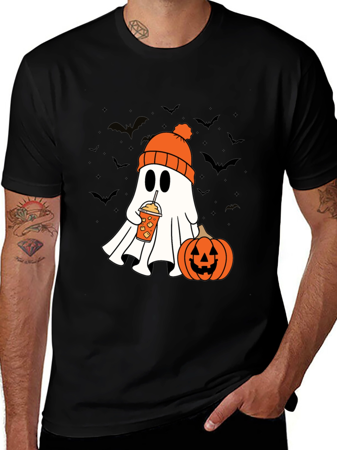 Halloween Ghost Pumpkin Latte Graphic T-Shirt