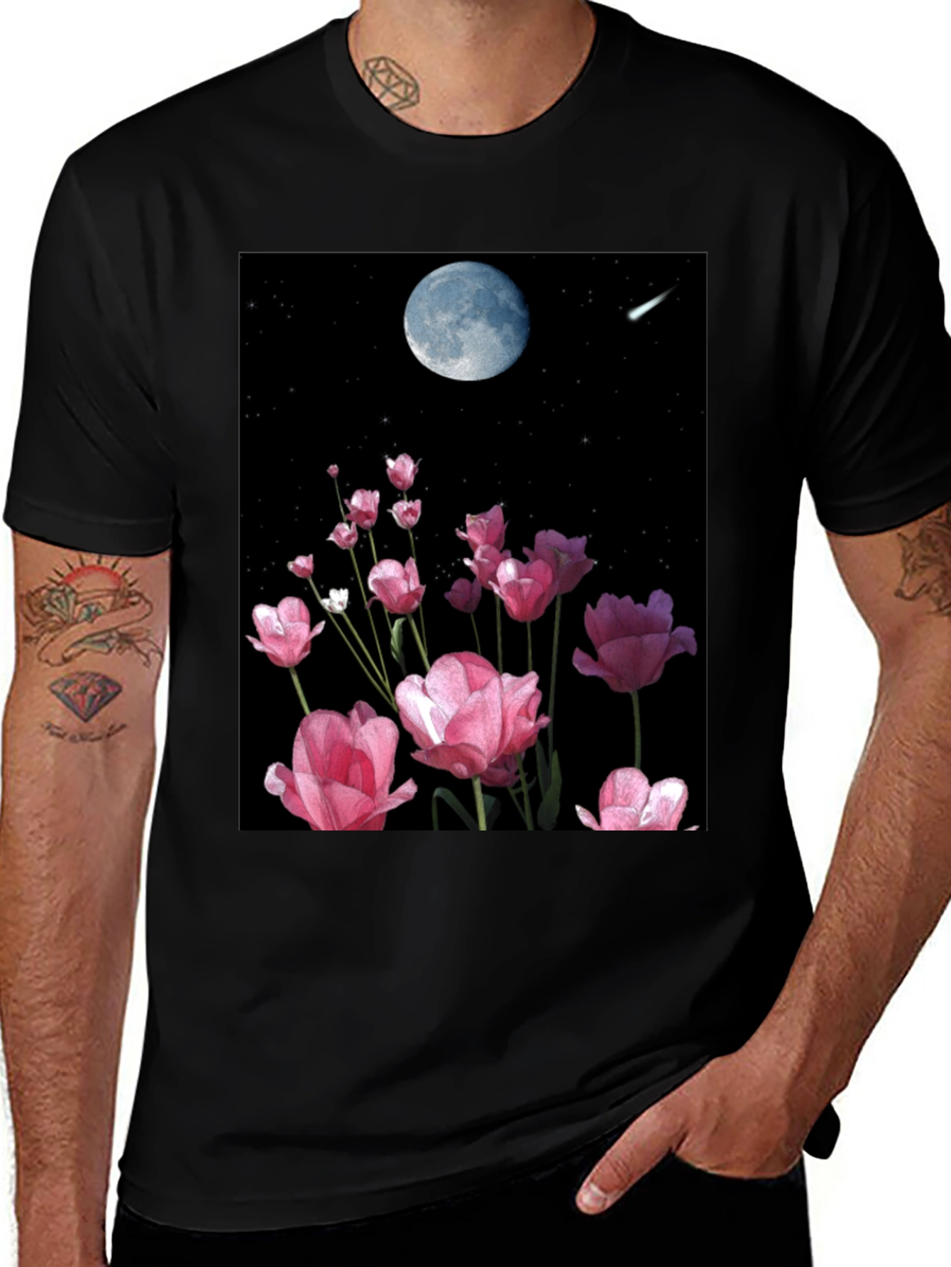 Variant 24 of Floral Moonscape Graphic Tee