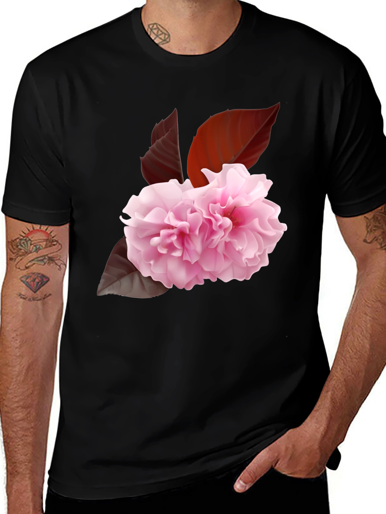 Variant 25 of Floral Print Tee - Elegant Sakura Blossom Design