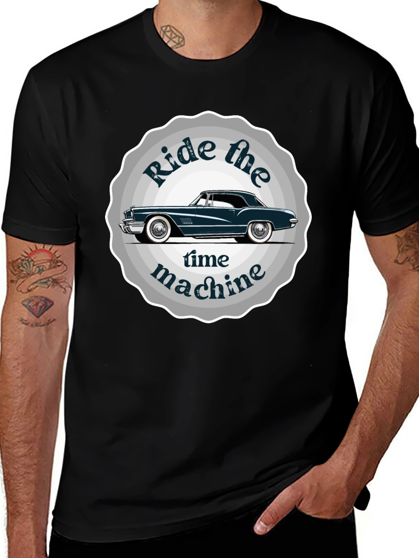 Variant 4 of Ride the Time Machine Classic Car Graphic Tee