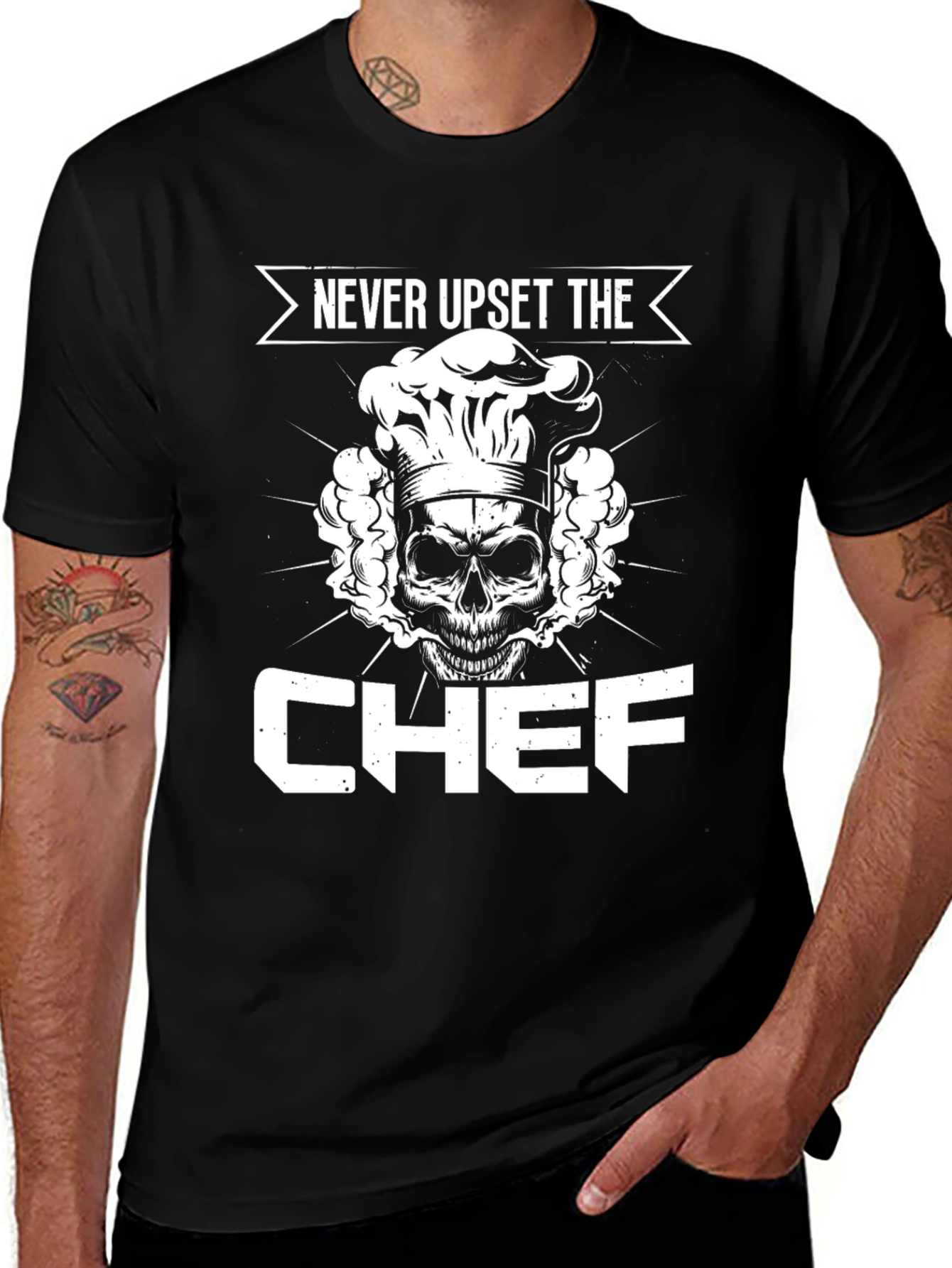 Variant 30 of Never Upset the Chef - Skull Graphic T-Shirt