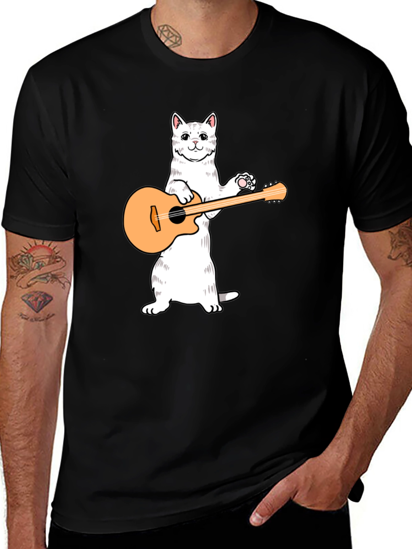 Variant 6 of Cat Playing Guitar Graphic T-Shirt